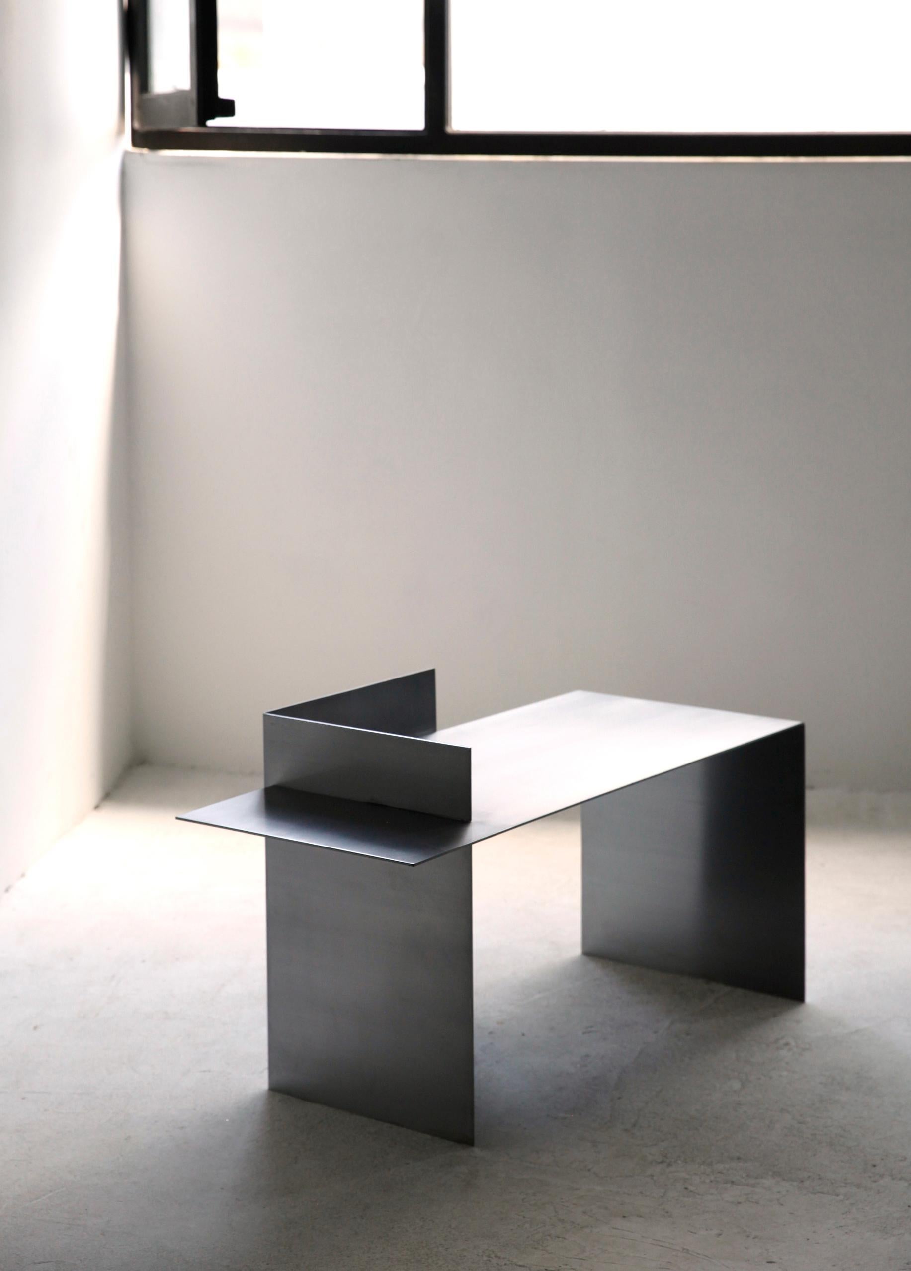 Turkish Contemporary Lock Metal Bench in Hand-Polished Iron