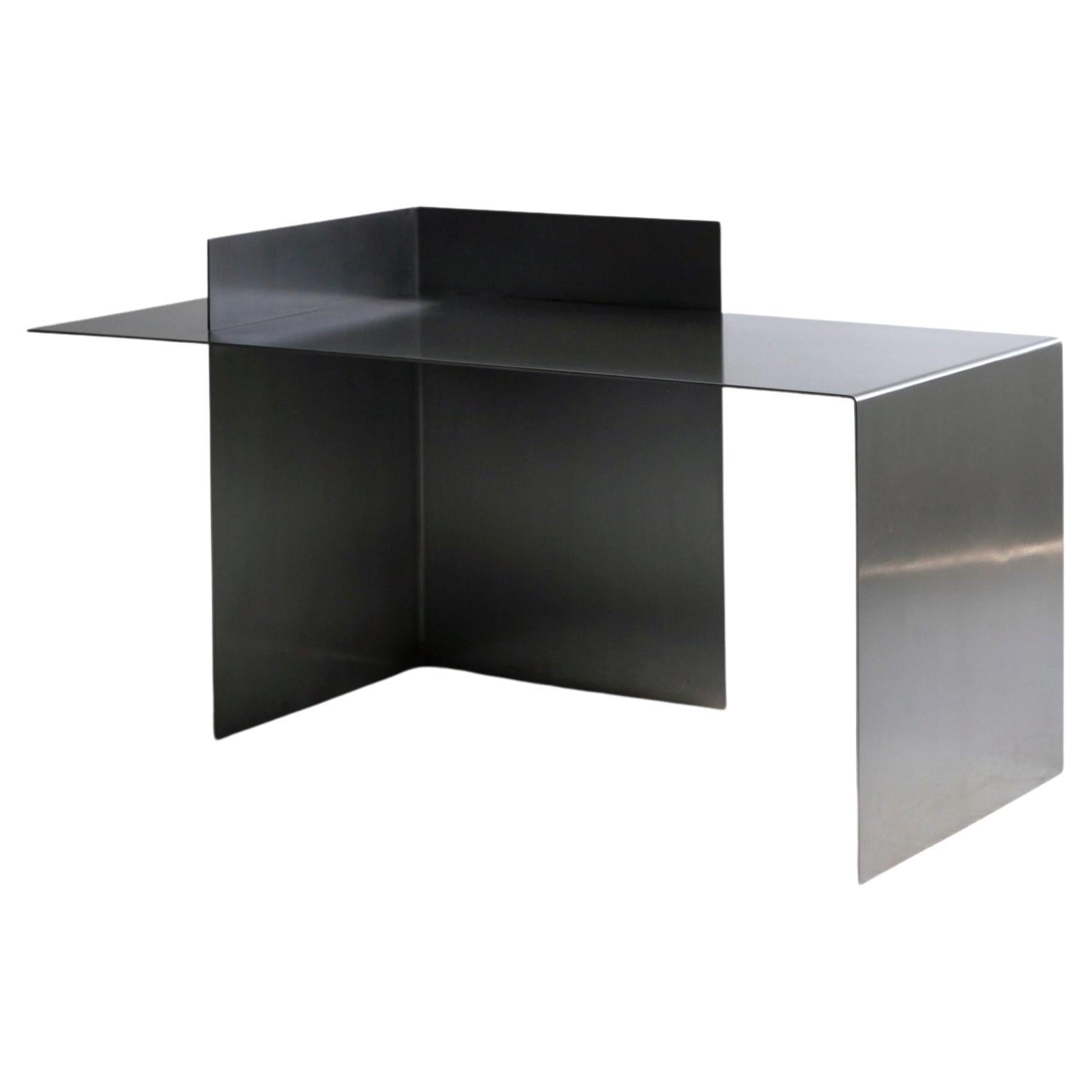 Contemporary Lock Metal Bench in Hand-Polished Iron For Sale