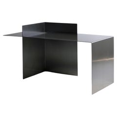 Contemporary Lock Metal Bench in Hand-Polished Iron