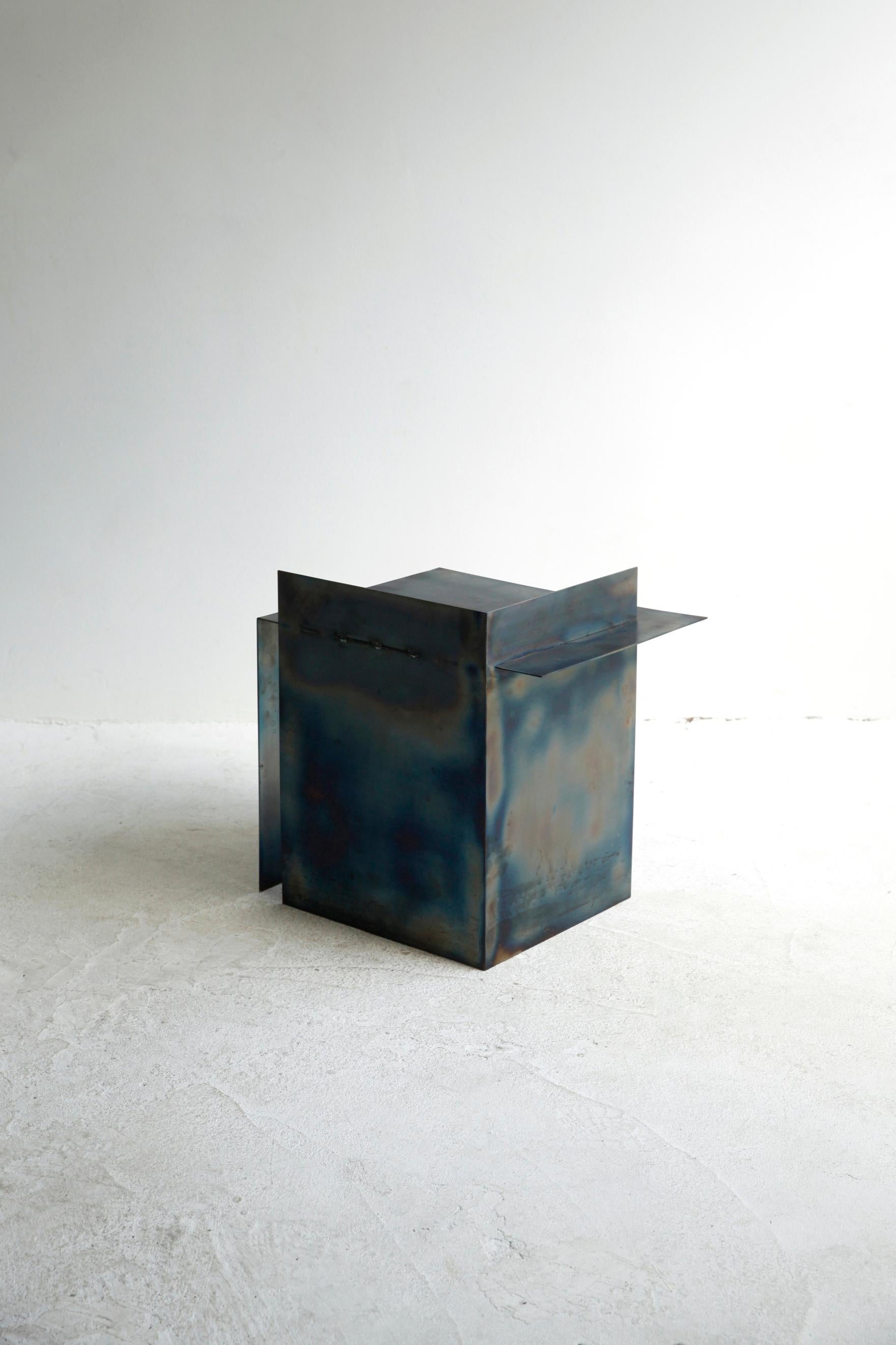 Modern Contemporary Lock Stool in Tempered Iron Sheets For Sale