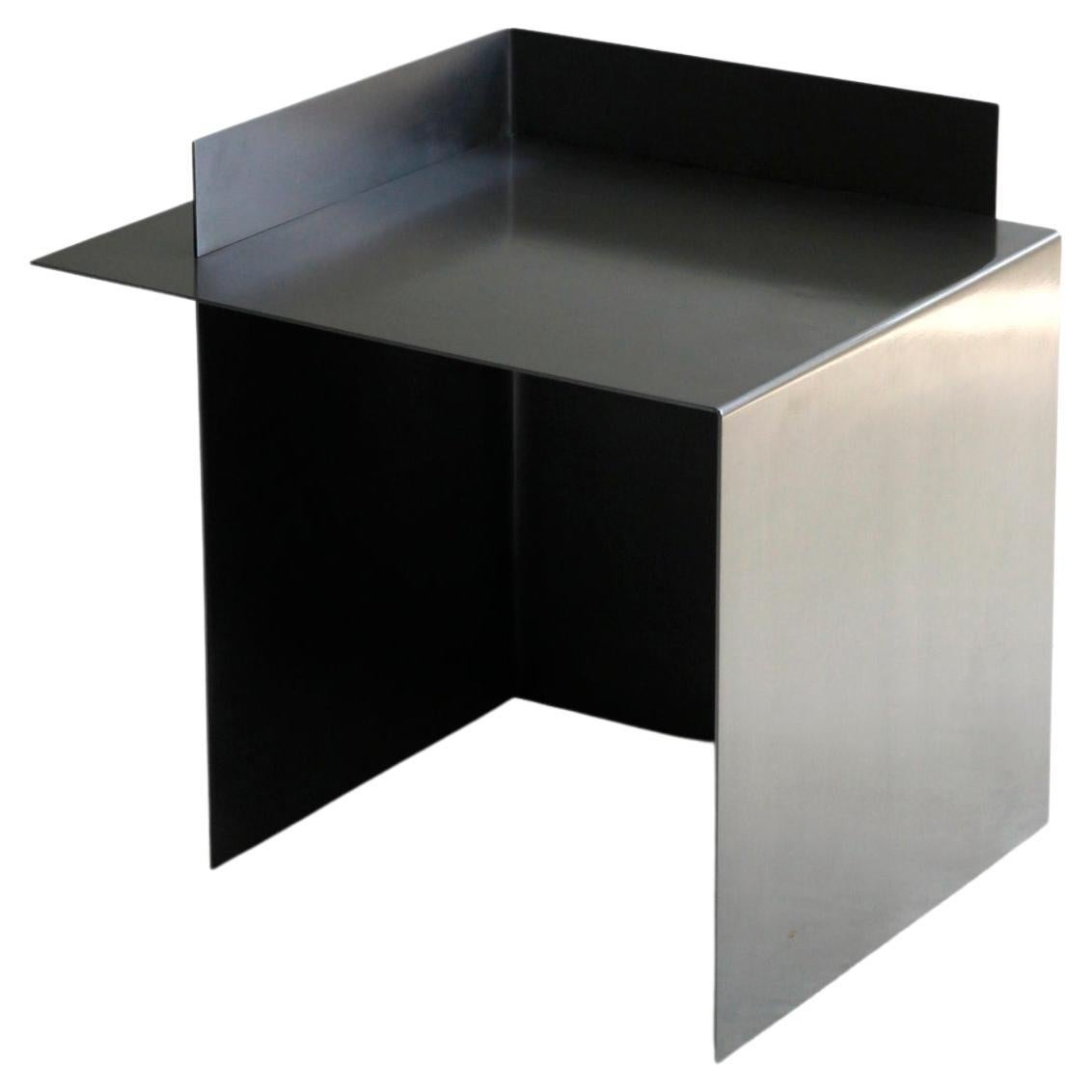 Contemporary Lock Stool Metal Bench in Hand-Polished Iron For Sale