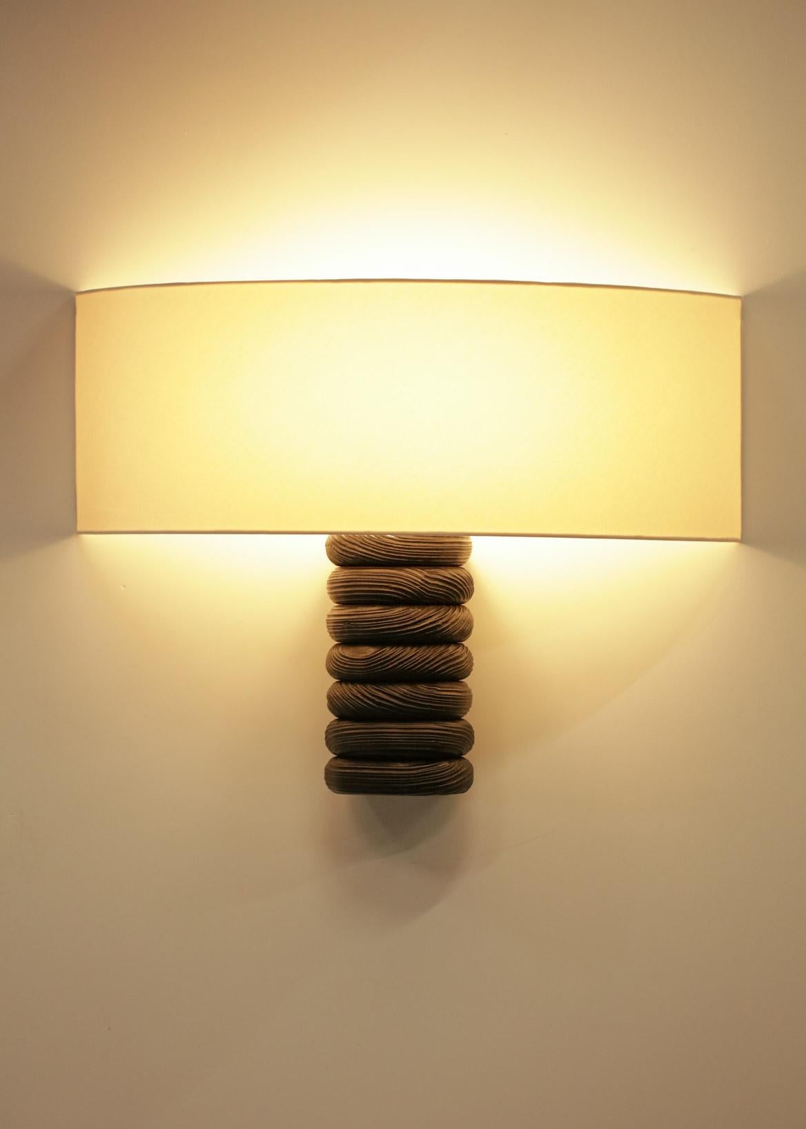 Contemporary Log Wall Lamp by Vincent Vincent Burnt Wood For Sale 3