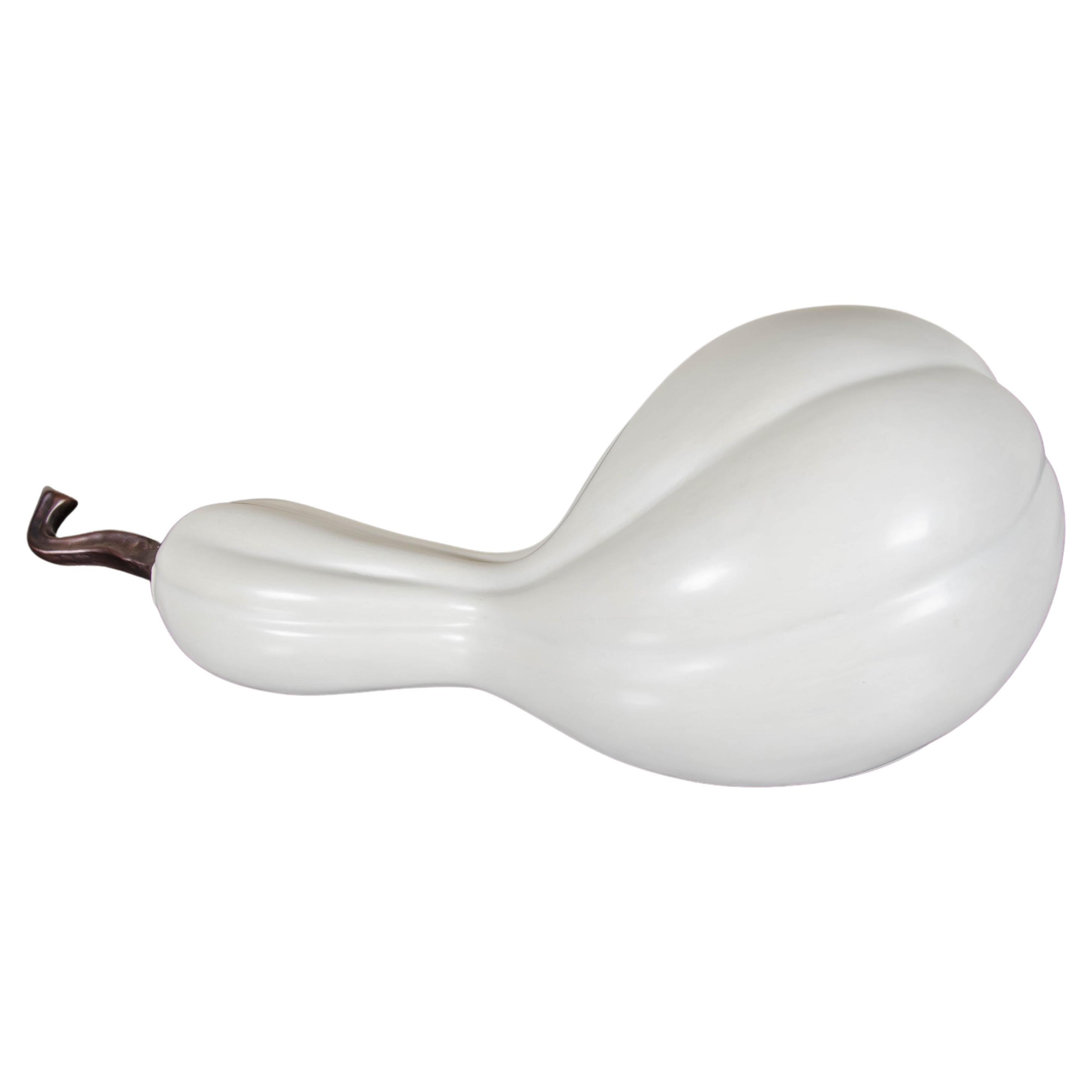 Contemporary Long Han Gourd Sculpture in Cream Lacquer and Copper by Robert Kuo  For Sale