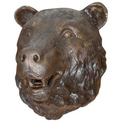 Contemporary Lost Wax Bronze Sculpture Depicting a Bear Head