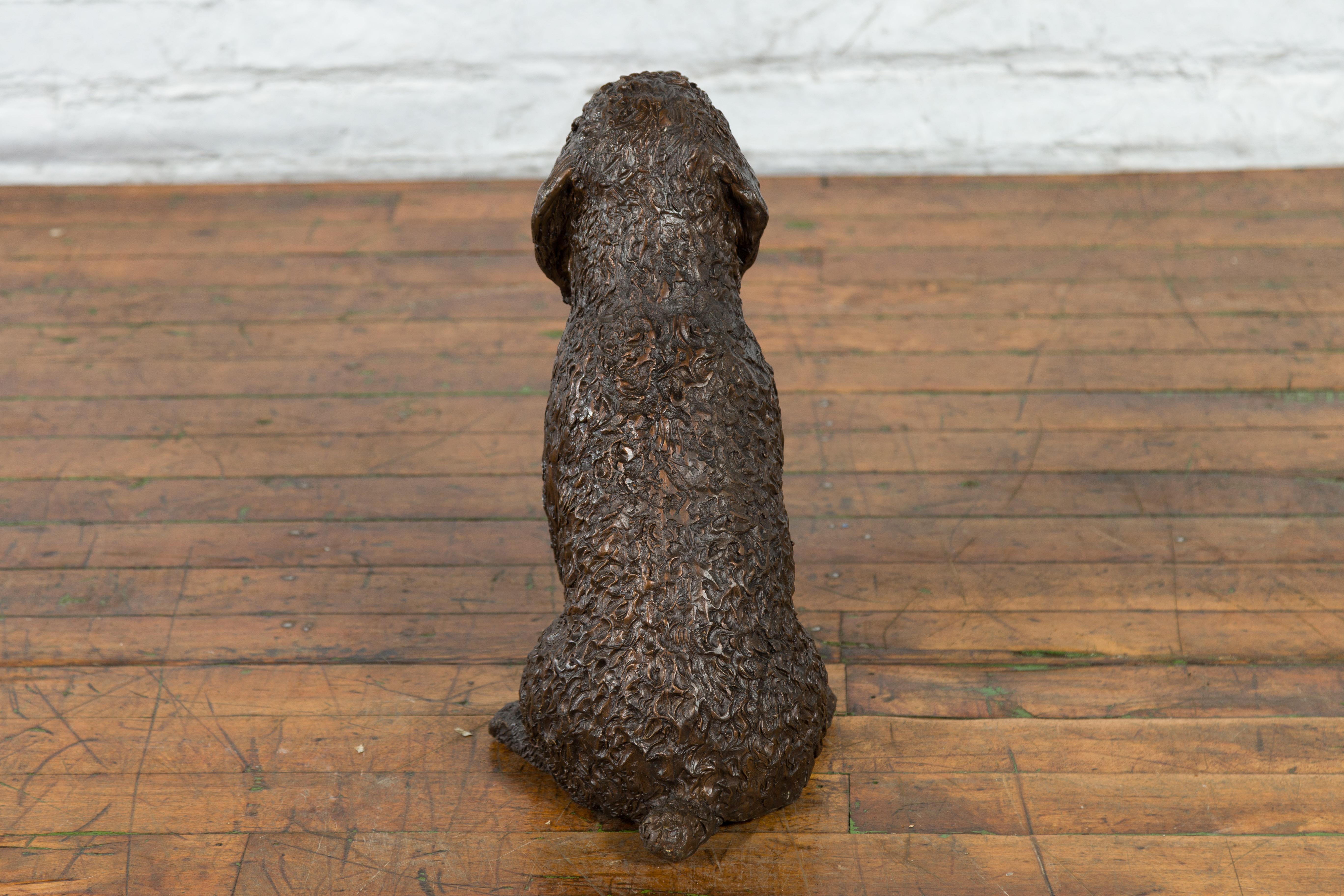 Contemporary Lost Wax Bronze Statue of Max the Labradoodle with Dark Patina 4