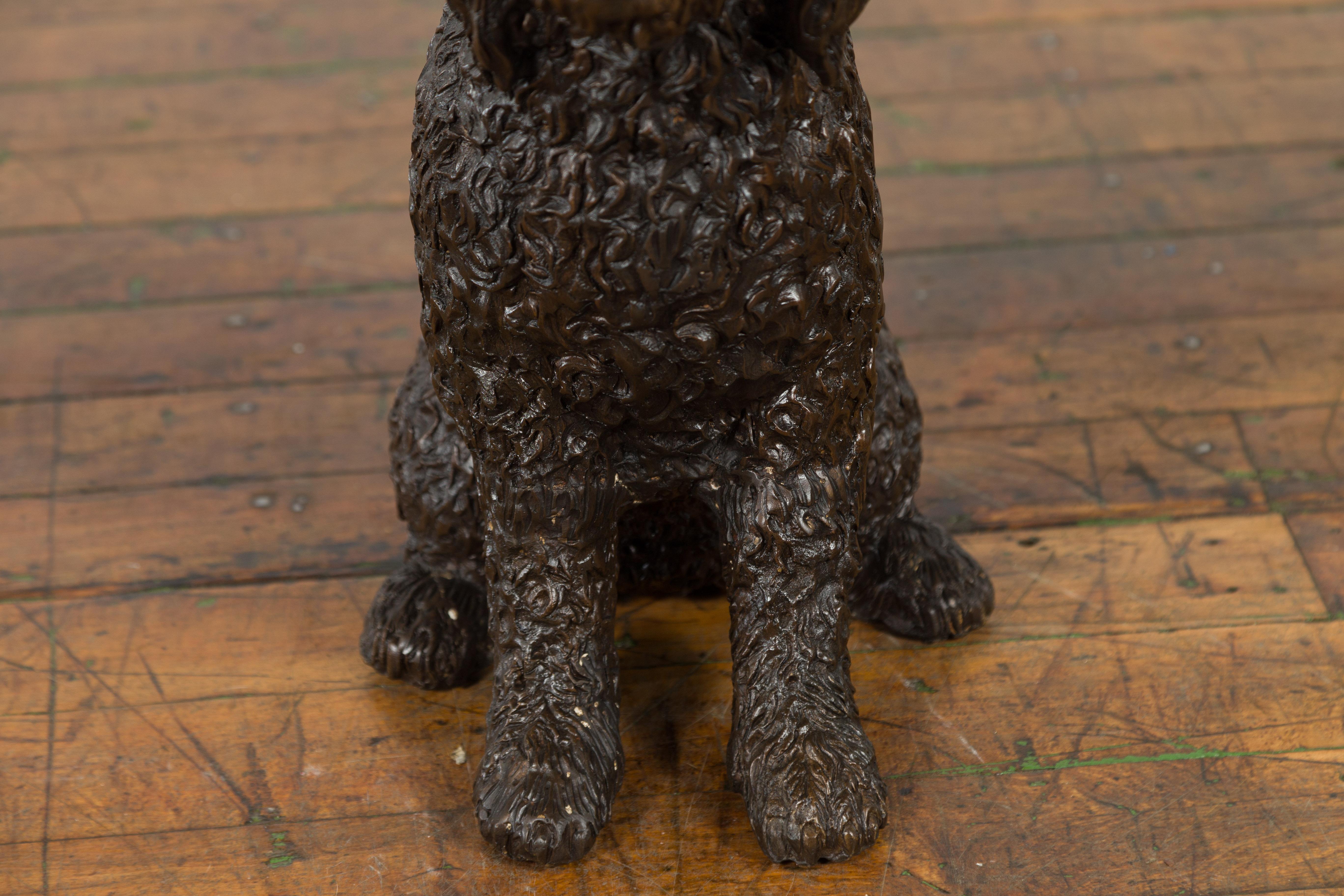 Cast Contemporary Lost Wax Bronze Statue of Max the Labradoodle with Dark Patina