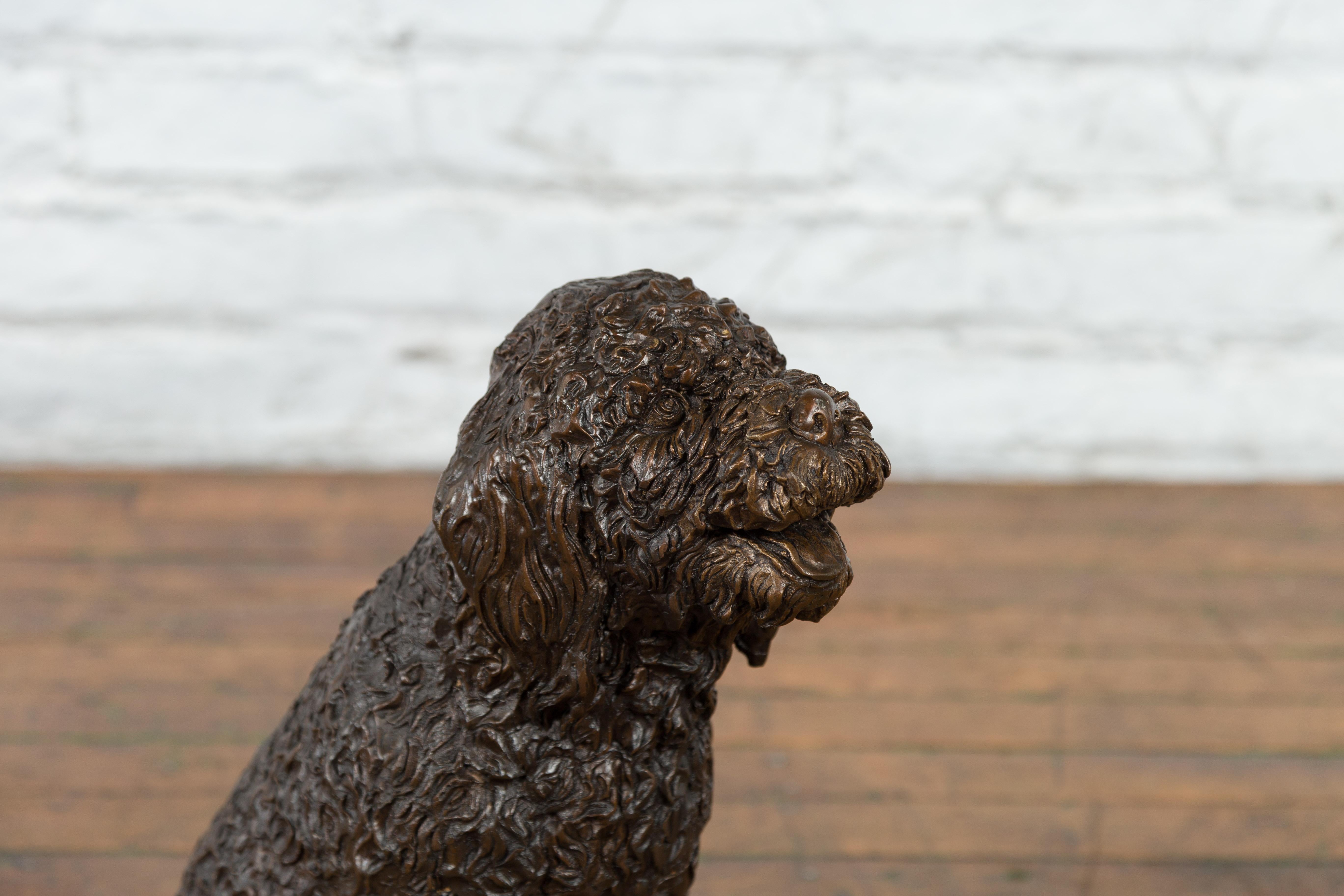Contemporary Lost Wax Bronze Statue of Max the Labradoodle with Dark Patina 2