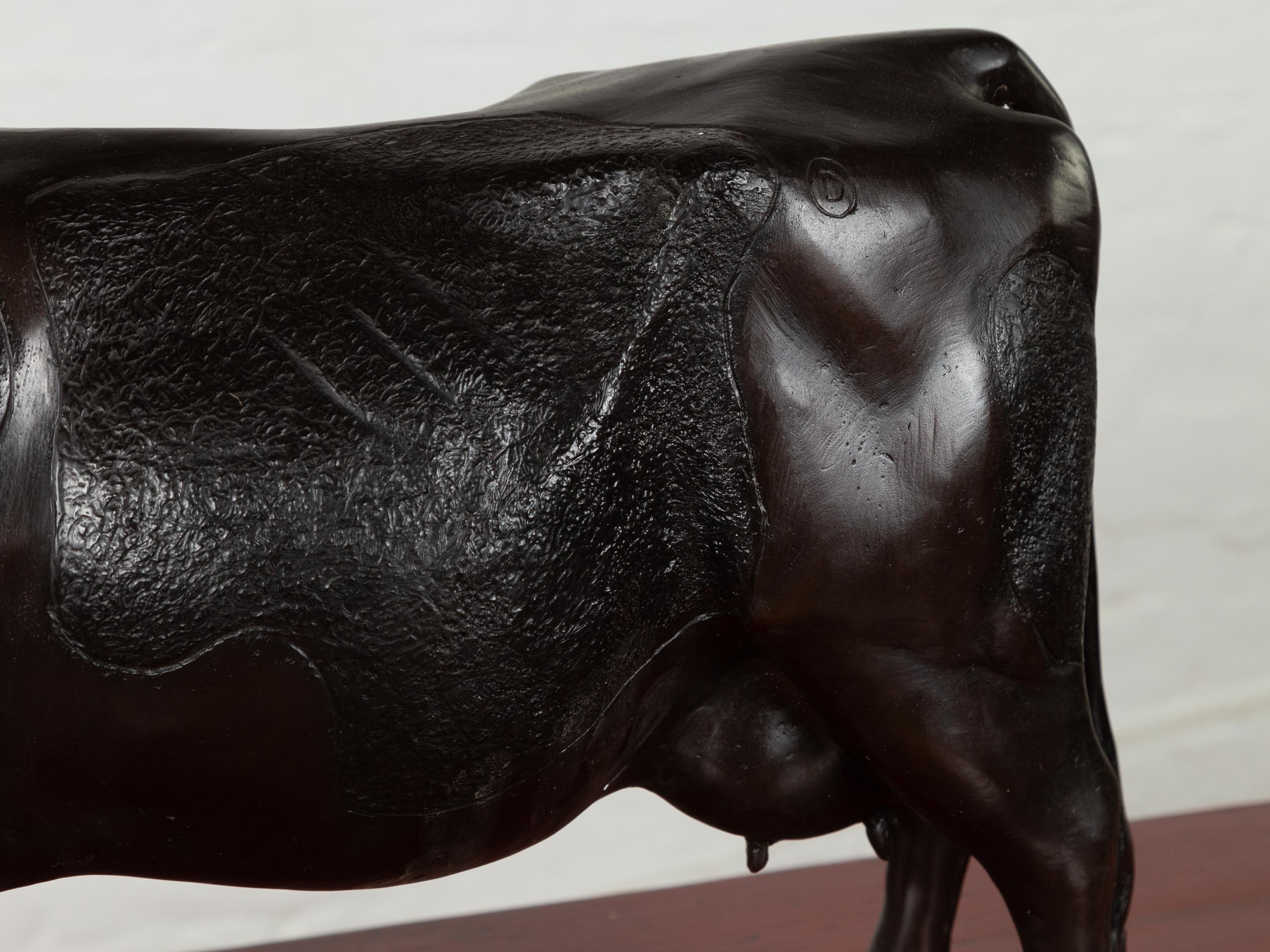 Asian Contemporary Lost Wax Cast Bronze Custom Design Sculpture of a Holstein Cow