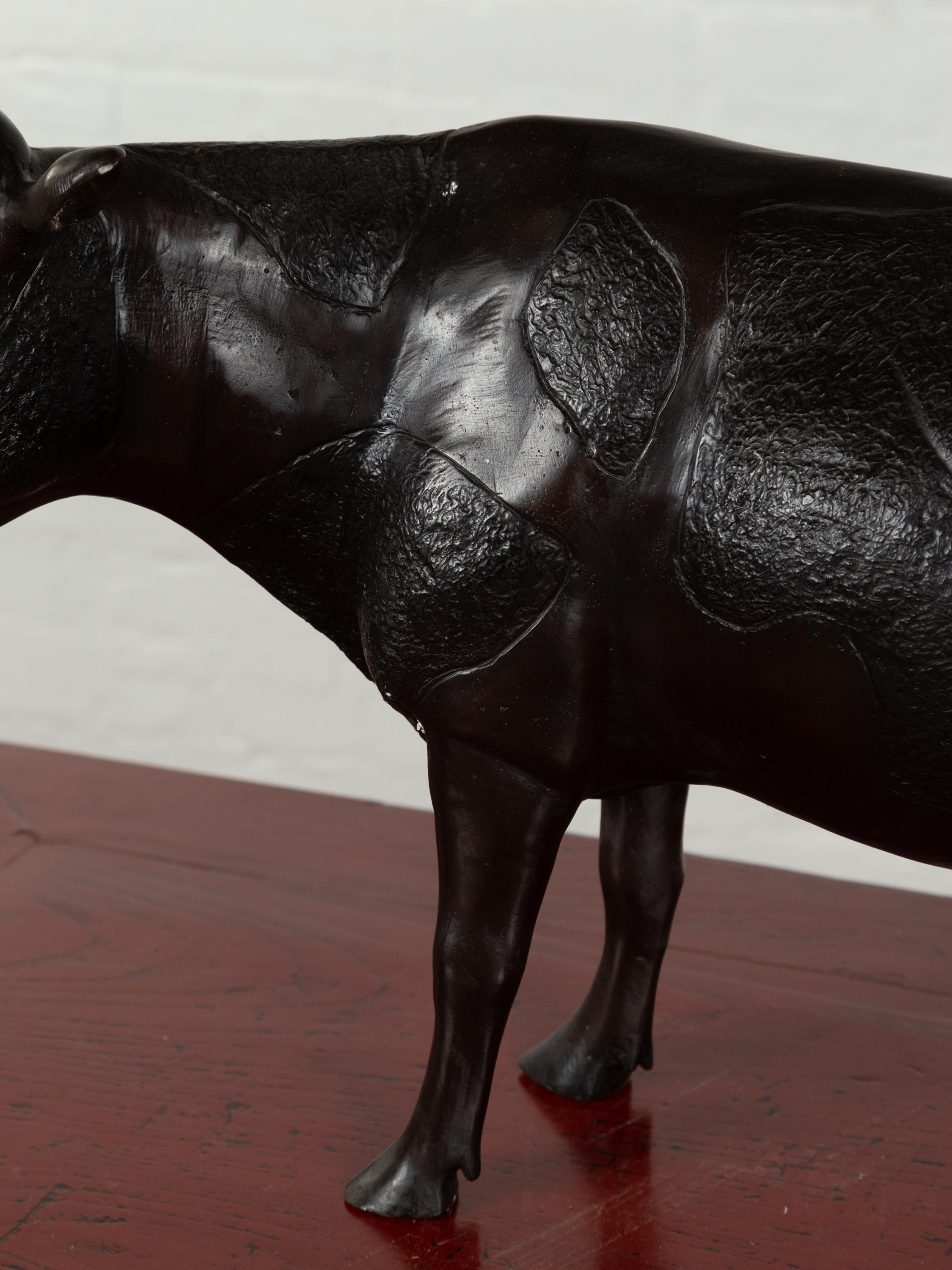 Contemporary Lost Wax Cast Bronze Custom Design Sculpture of a Holstein Cow 2