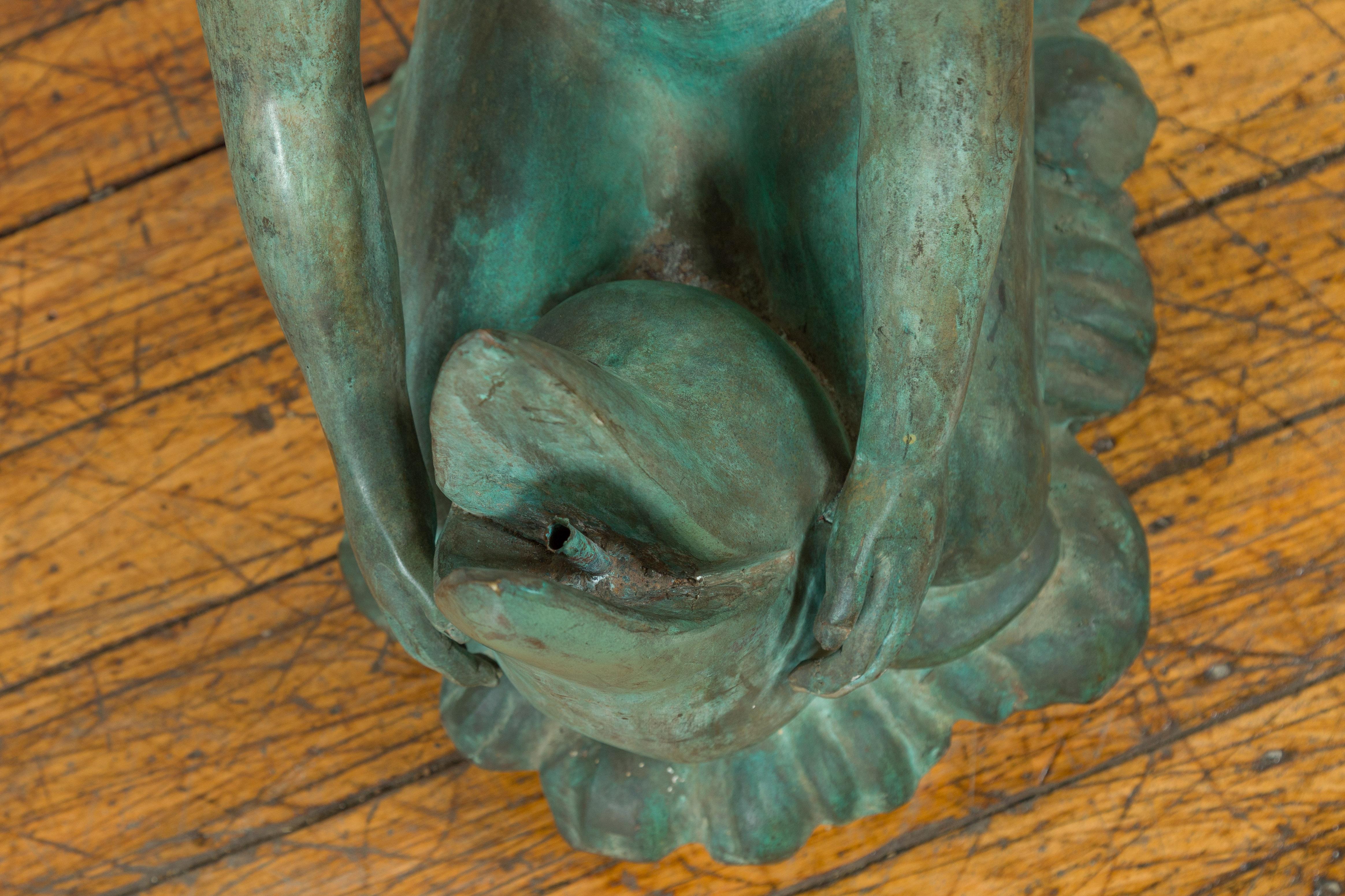 Contemporary Lost Wax Cast Bronze Sculpture of a Putto Riding a Dolphin 9