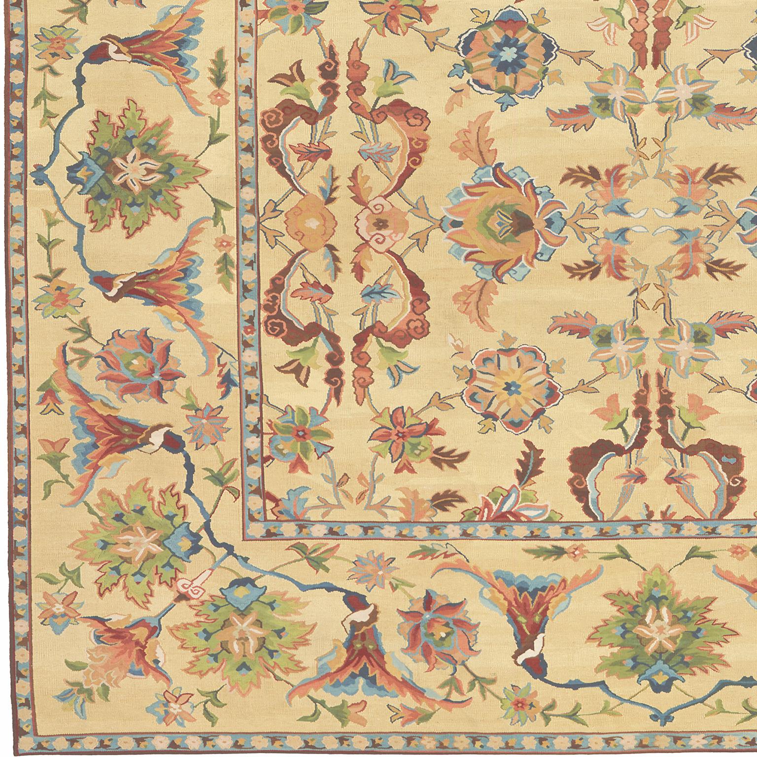 Aubusson Tapis contemporain 'Lotus' tissé à la main en vente