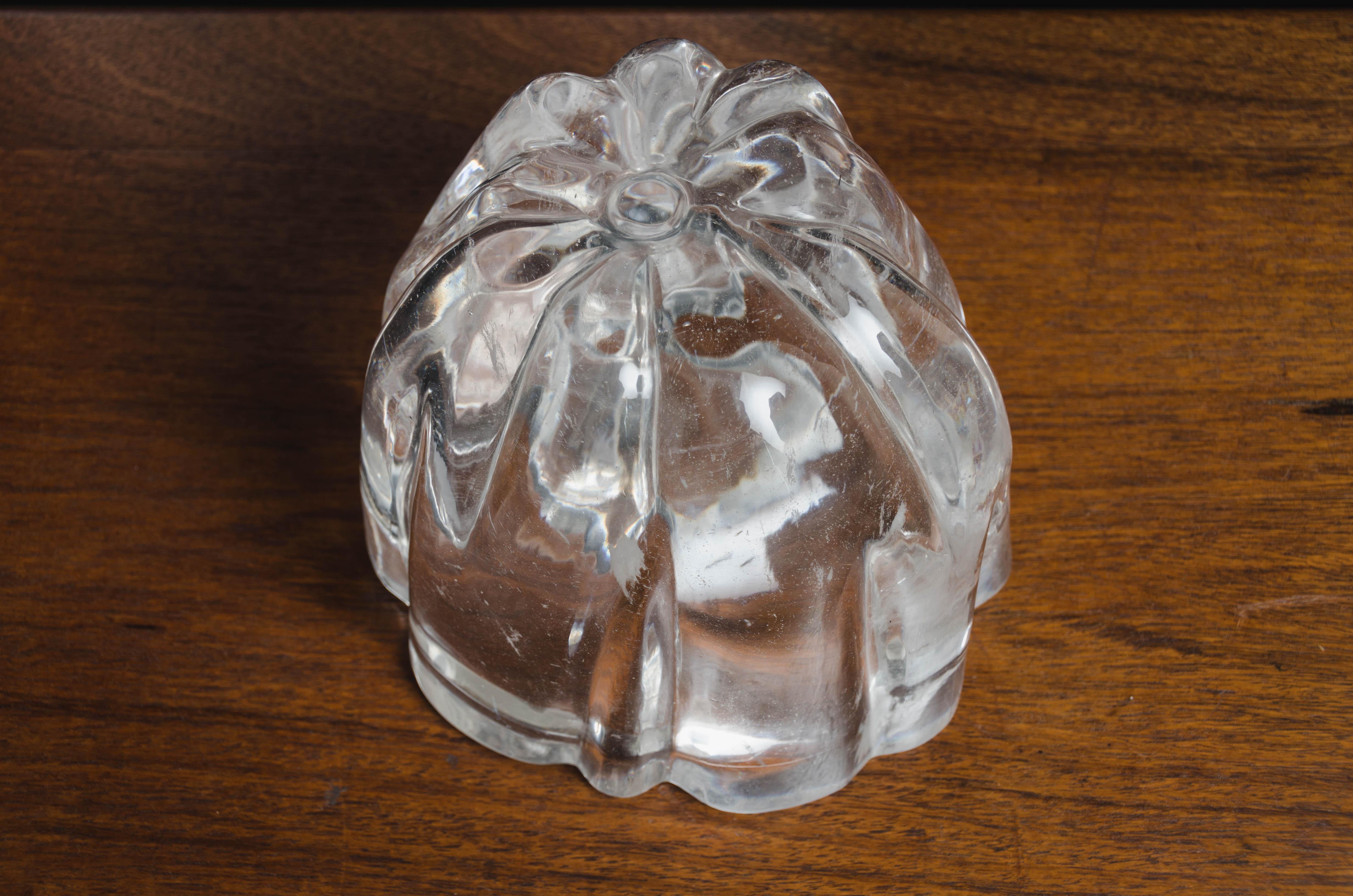 Hand-Carved Contemporary Lotus Pod Bowl in Hand Carved Crystal by Robert Kuo For Sale