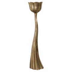 Contemporary Lotus Pod Torchiere in Repoussé Brass by Robert Kuo, Limited