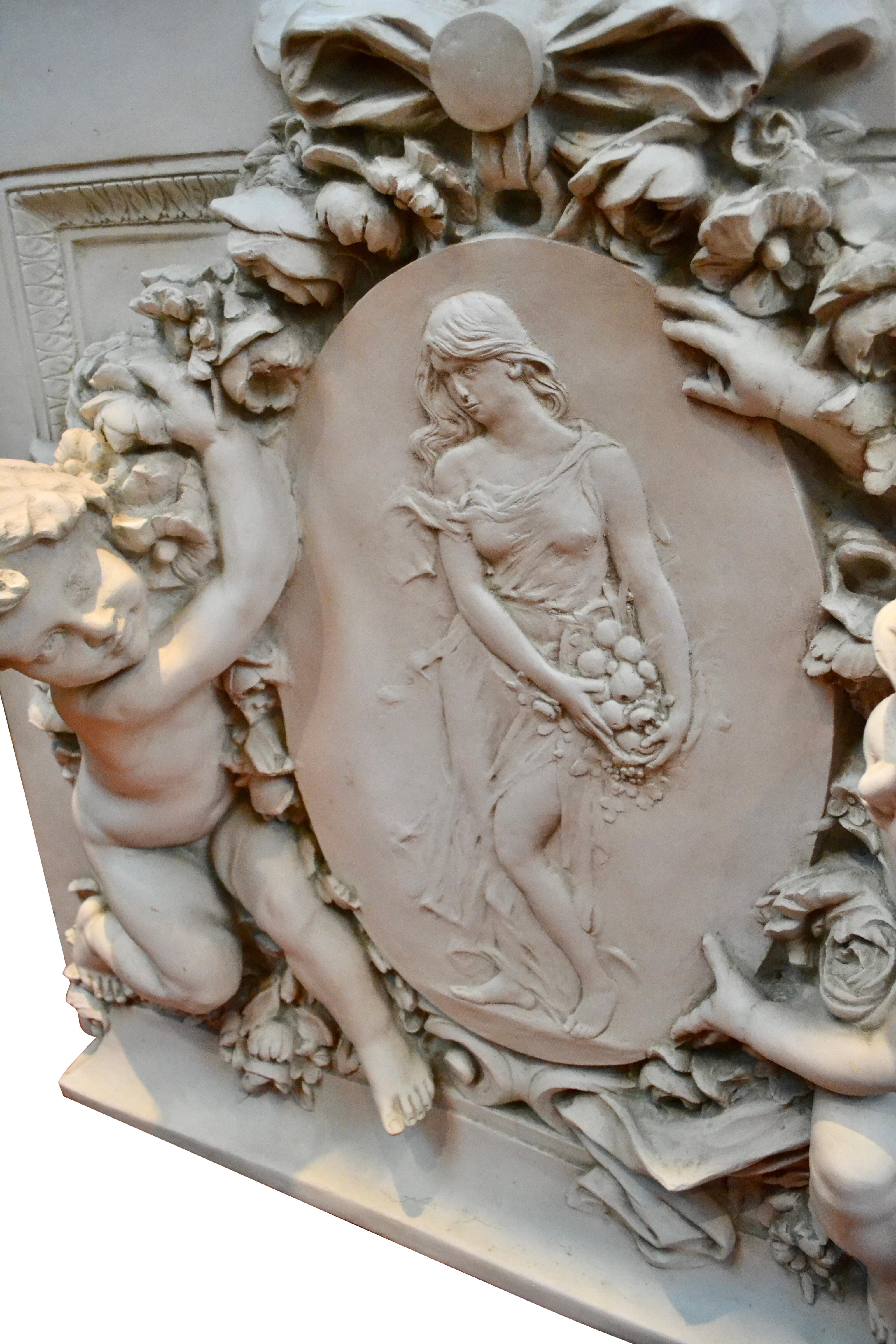 Contemporary Louis v Style Resin Wall Plaque with Putti and Garlands 1