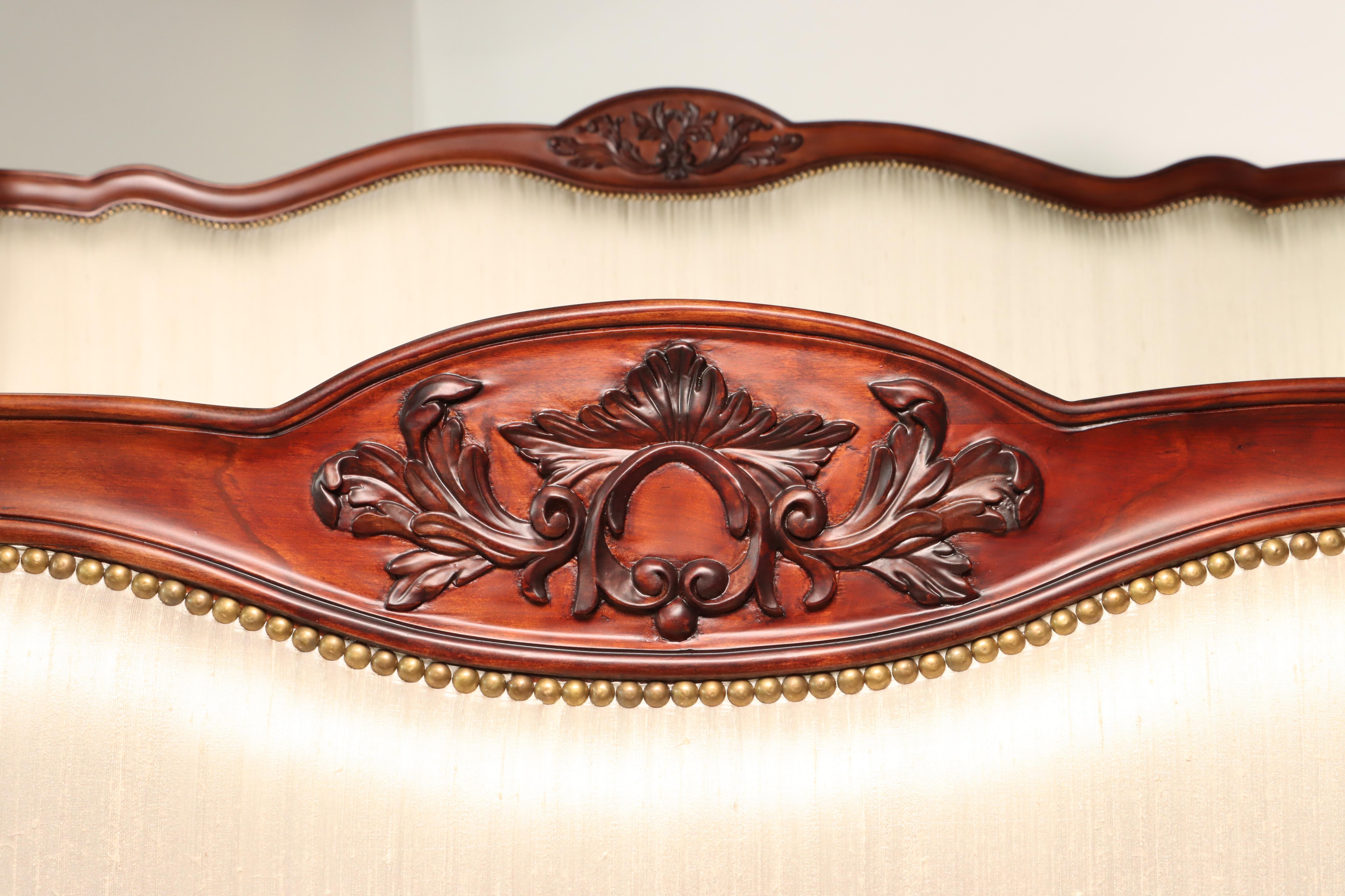 Argentine Contemporary Louis XV Style King Bed with Custom Carving from Costantini For Sale