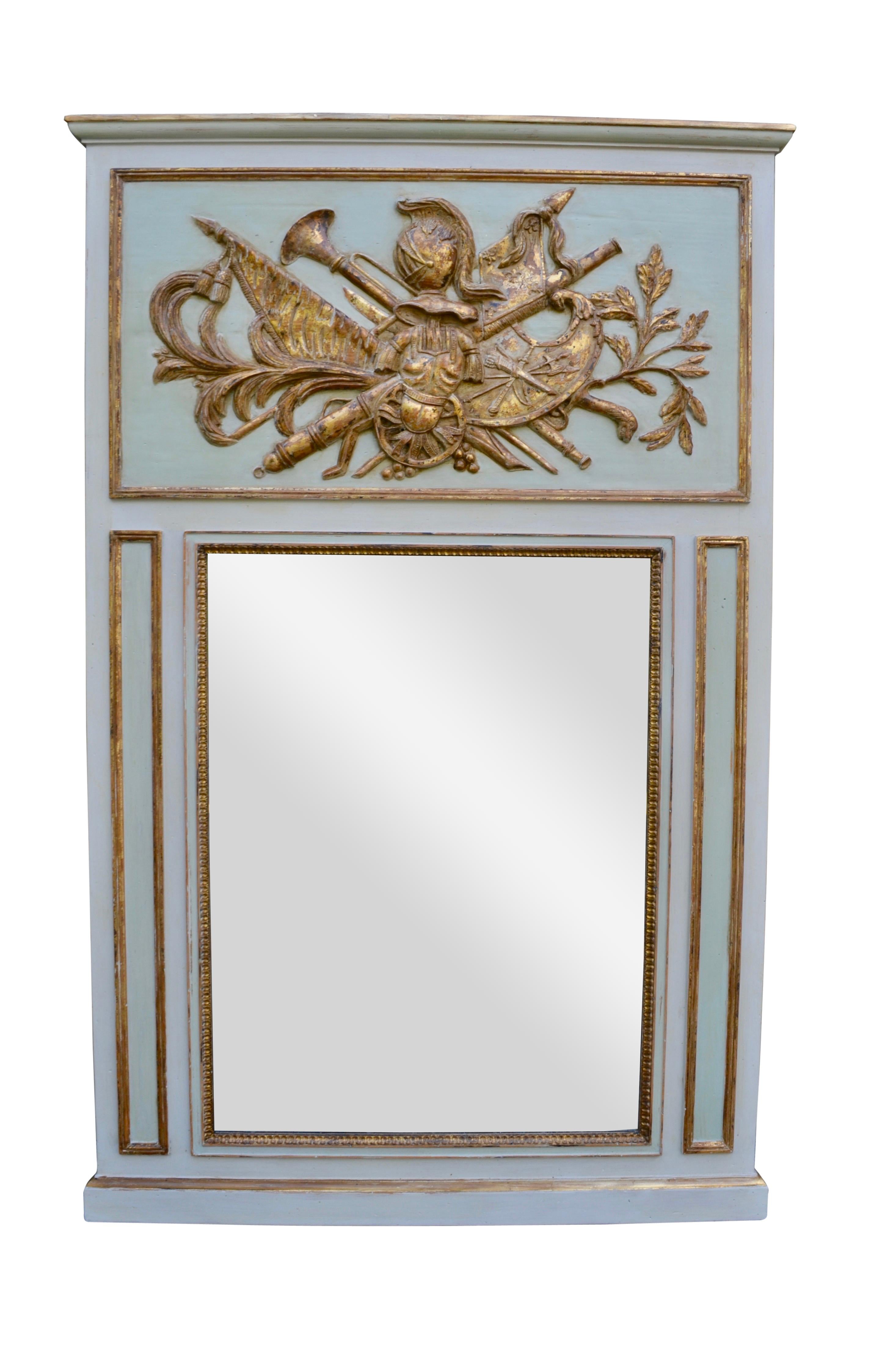 20th Century Contemporary Louis XVI Carved, Gilded and Painted Console and Mirror
