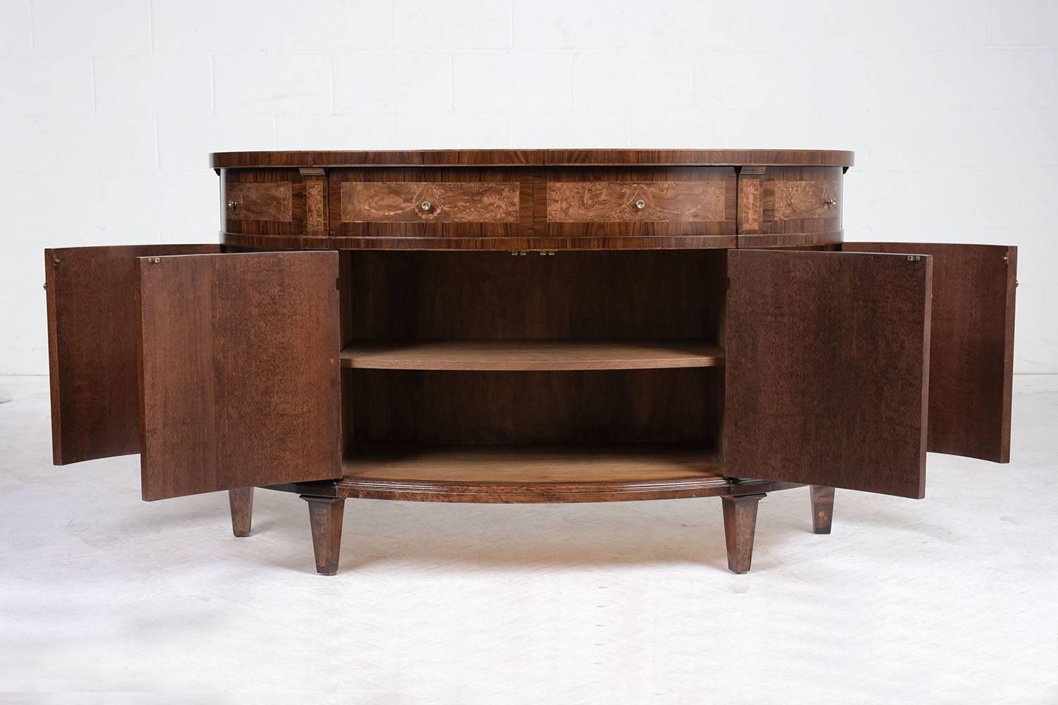Carved Louis XVI Demilune Marquetry Buffet