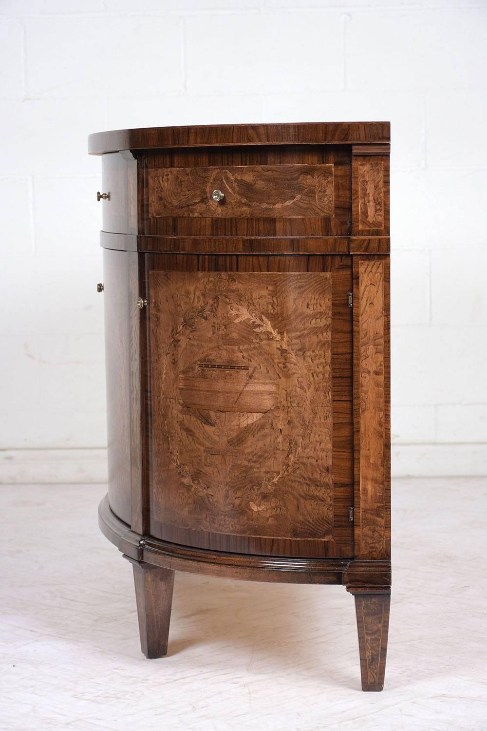 Contemporary Louis XVI Demilune Marquetry Buffet