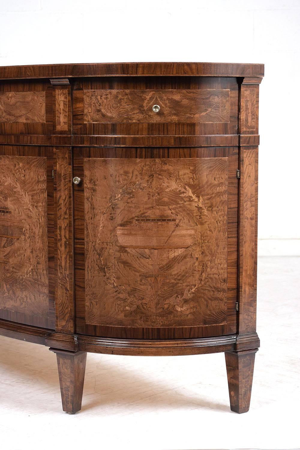 Wood Louis XVI Demilune Marquetry Buffet