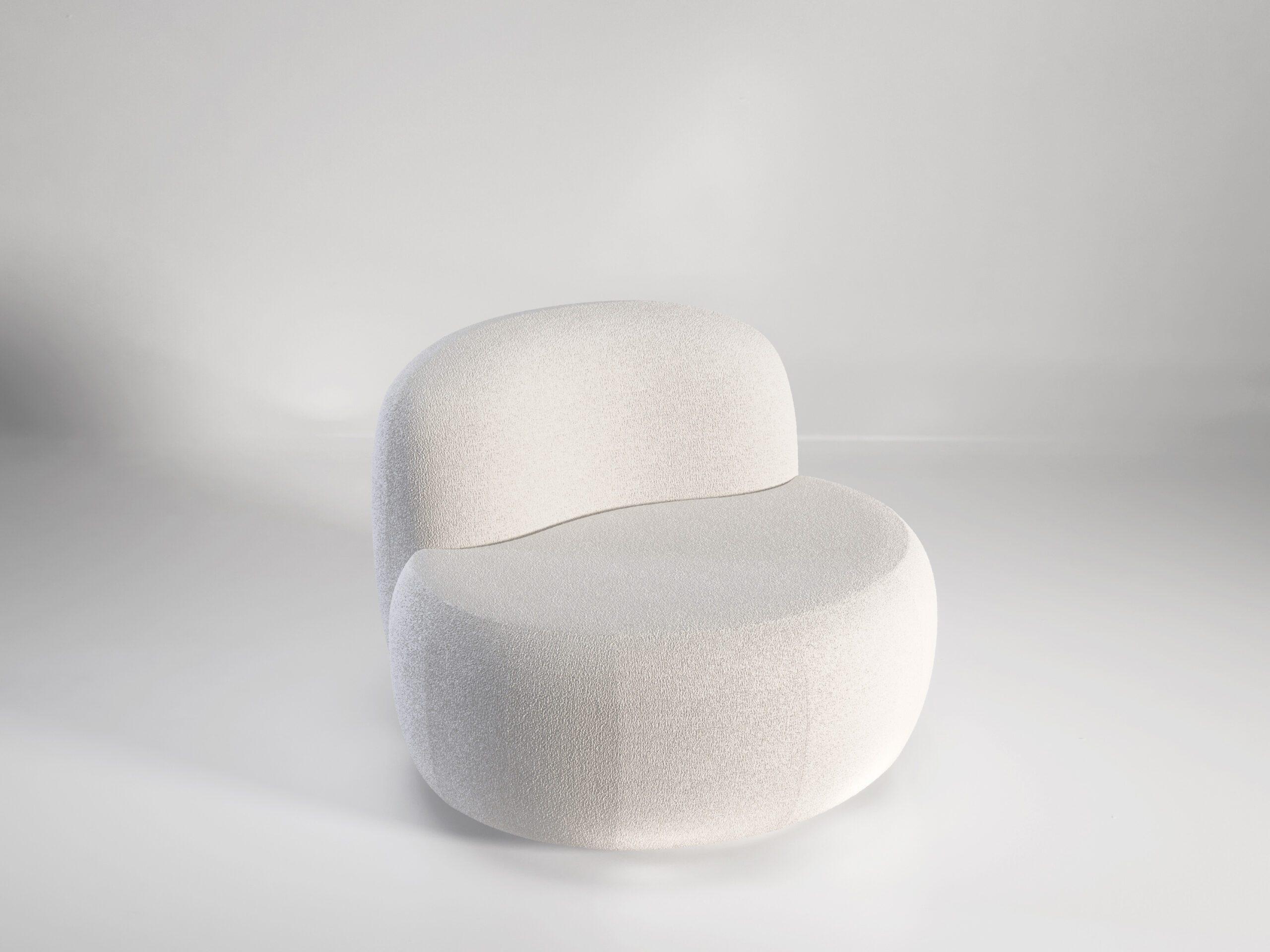 Contemporary Lounge Chair 'B-15Z' by Secolo, White Bouclé (in stock) For Sale 2