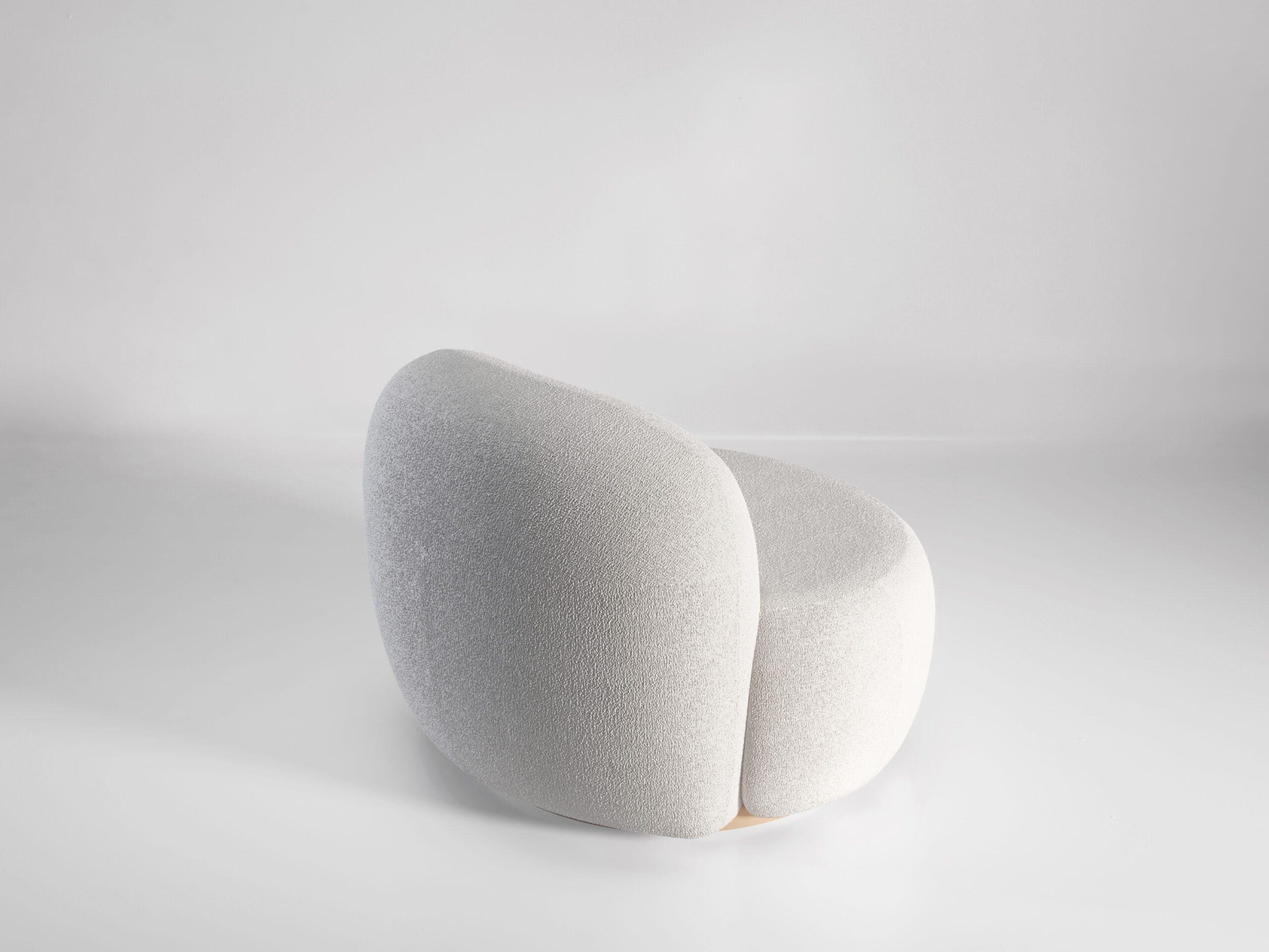Contemporary Lounge Chair 'B-15Z' by Secolo, White Bouclé (in stock) For Sale 3