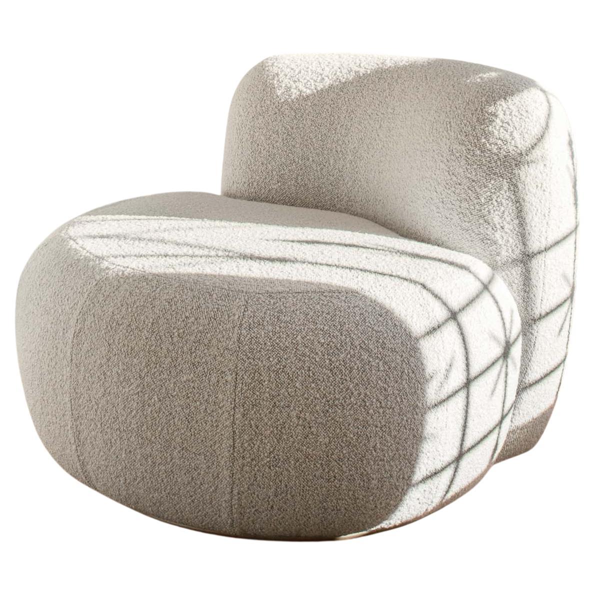 Contemporary Lounge Chair 'B-15Z' by Secolo, White Bouclé (in stock)