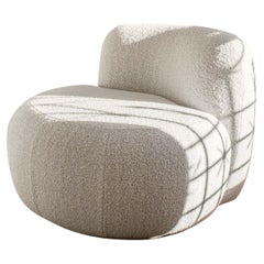 Contemporary Lounge Chair 'B-15Z' by Secolo, White Bouclé (in stock)