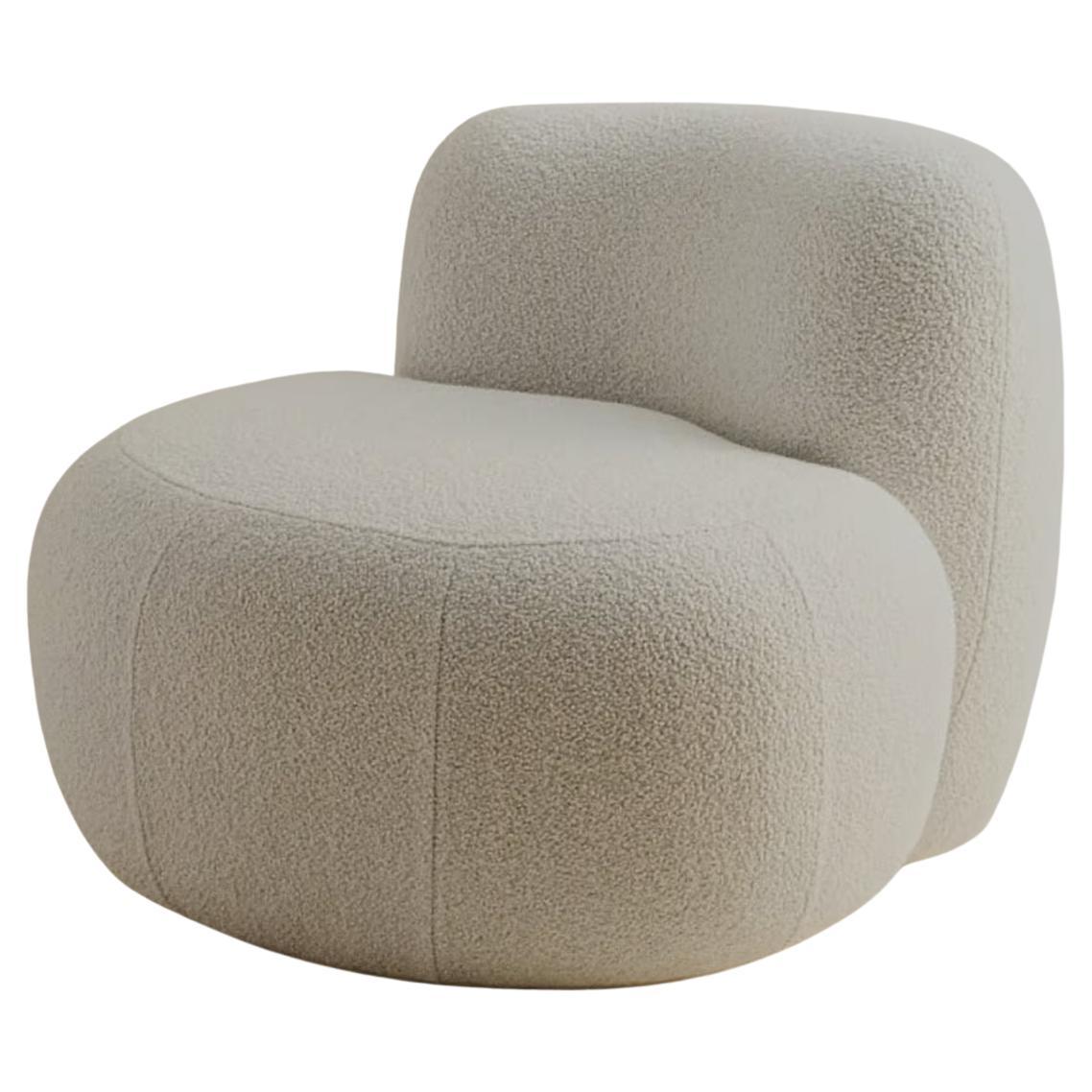 Contemporary Lounge Chair 
B-15Z
 by Secolo, White Bouclé (in stock)