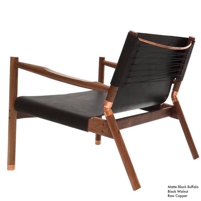 Not so general gallery in Los Angeles is proud to present the eæ lounge chair by Brooklyn-based Erickson aesthetics in black walnut, matte black buffalo leather and raw copper.

Handcrafted by Brooklyn-based design practice Erickson aesthetics,