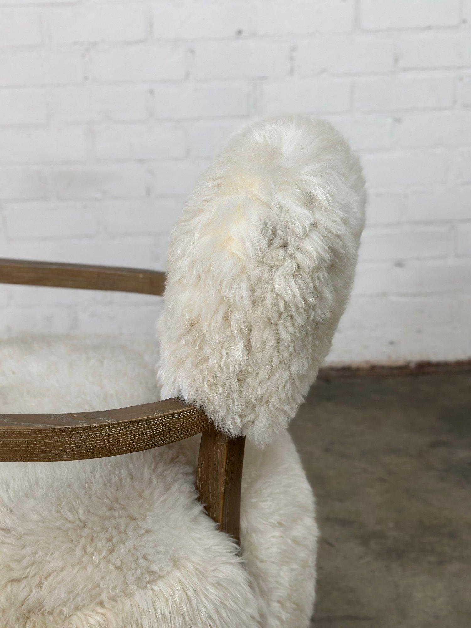 Sheepskin Contemporary Lounge Chair by Interlude For Sale