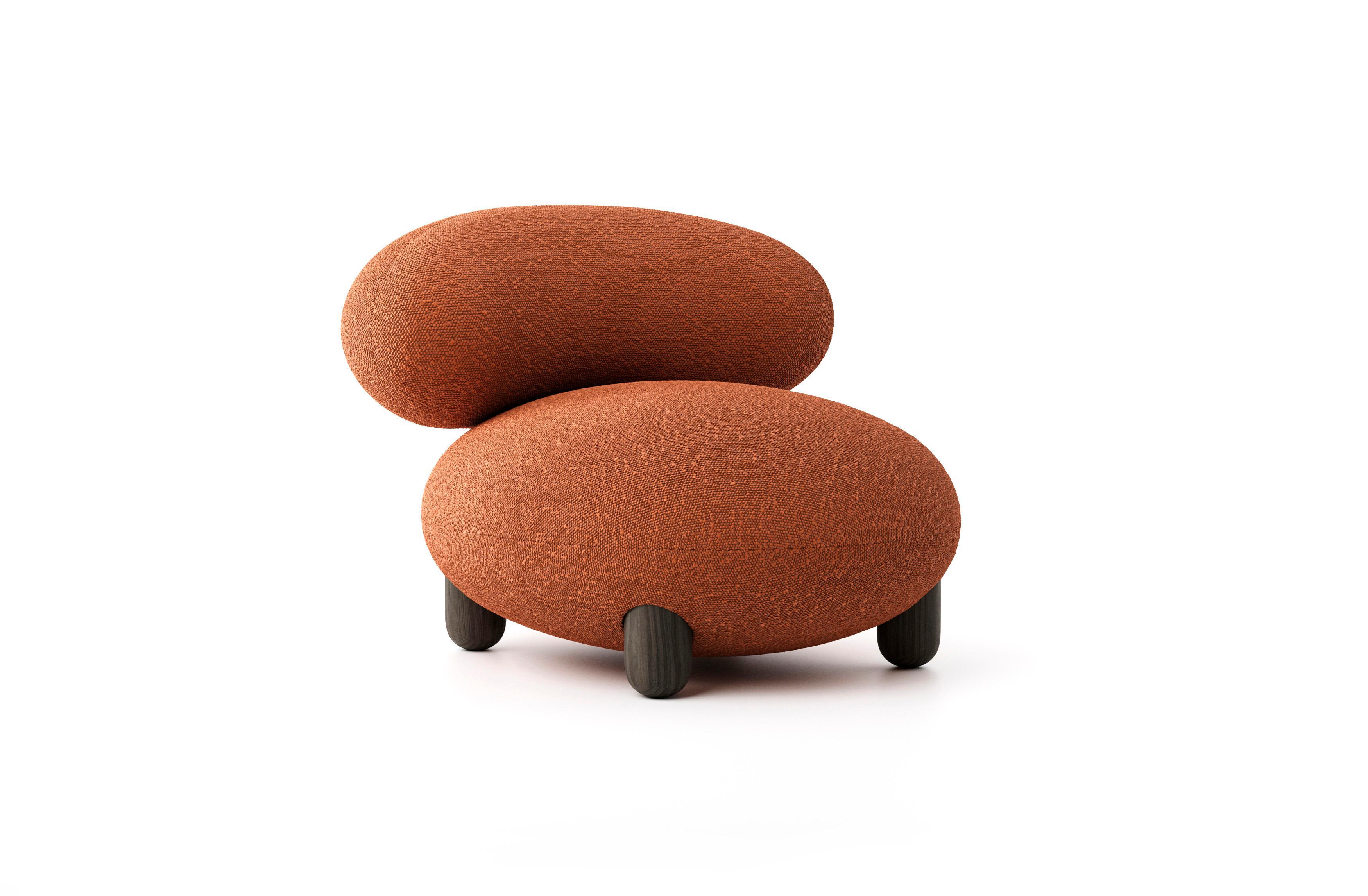 Flock Lounge Chair by Noom
Designer: Kateryna Sokolova

Fabric in picture: Baloo 2078
Dimensions: H 72 cm, W 90 cm, D 99 cm seat H 44 cm
Materials: wood, plywood, foam rubber, injection-molded soft foam, textile

Available in a wide range of Dedar