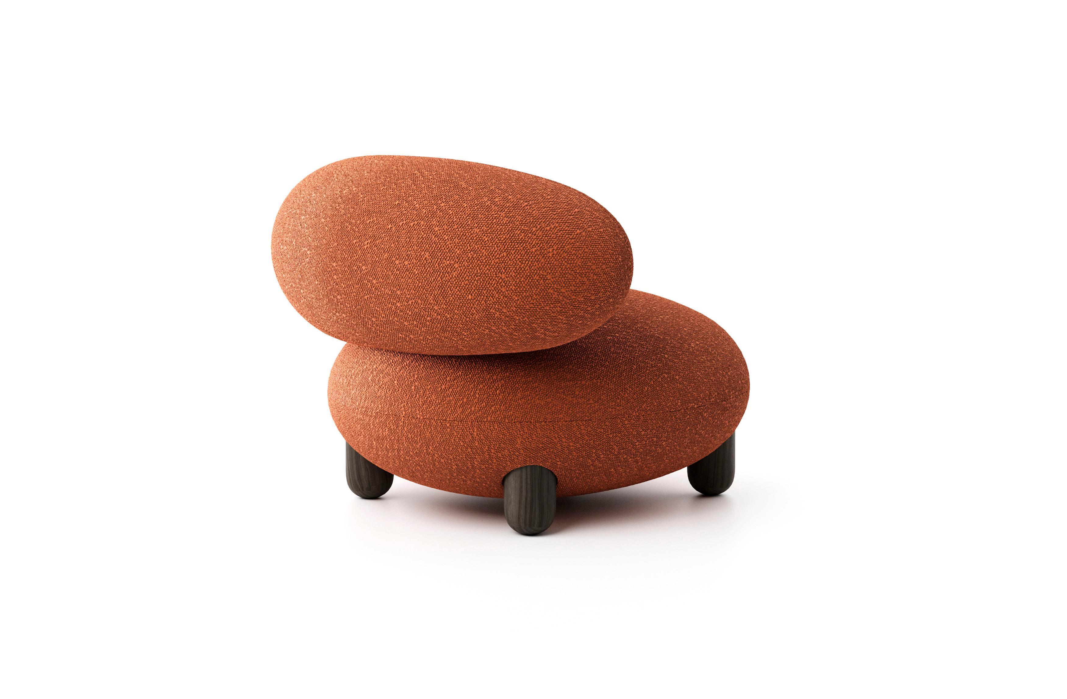 Ukrainian Contemporary Lounge Chair 'Flock' by Noom, Bouclé Orange For Sale