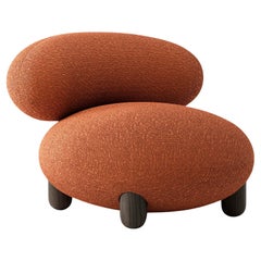 Contemporary Lounge Chair 'Flock' by Noom, Bouclé Orange