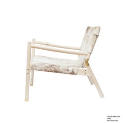 Contemporary Lounge Chair, Holly, Grey Brindle Hide and Burnished Brass