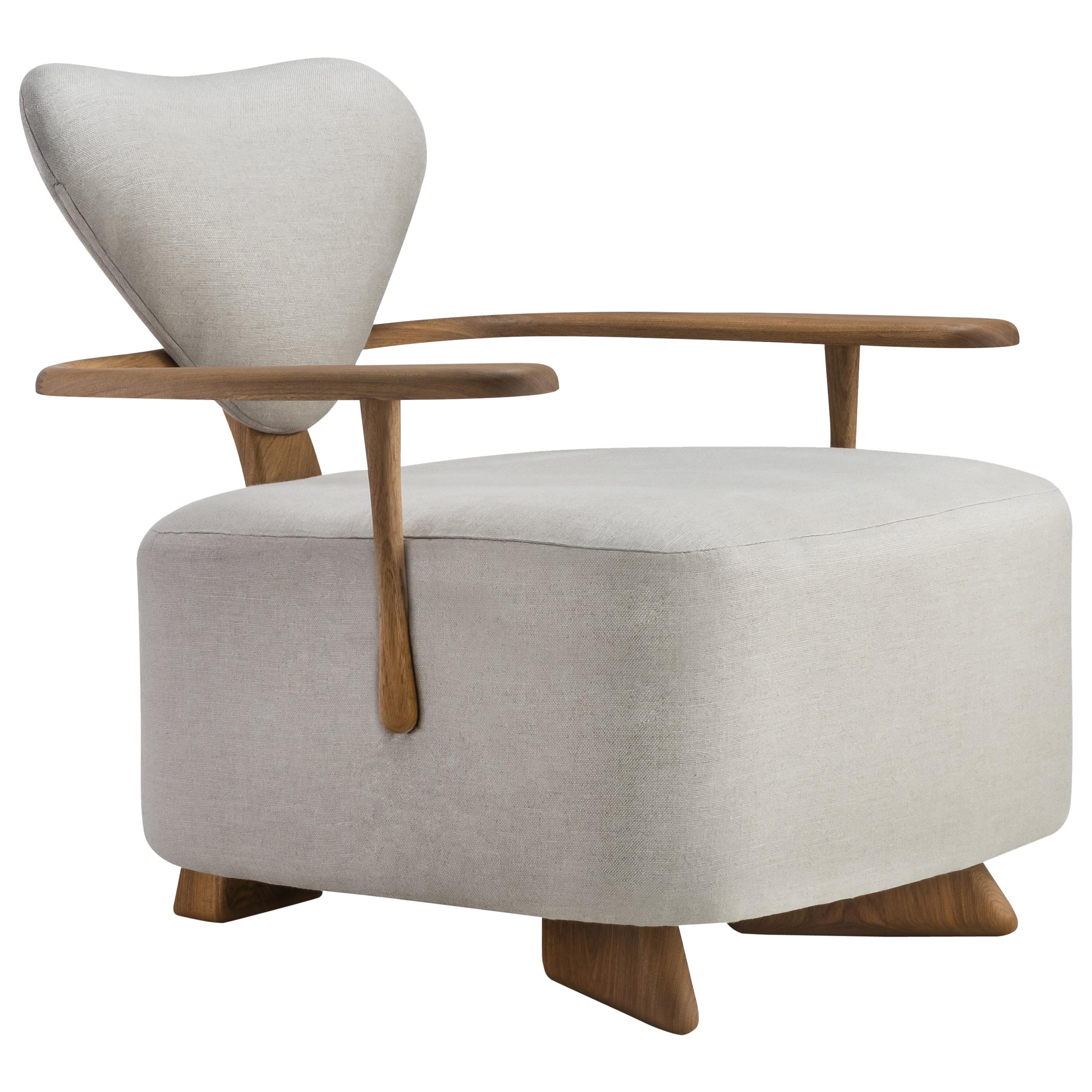 Contemporary Lounge Chair in Solid Brazilian Walnut Wood by Juliana Vasconcellos
