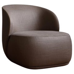 Contemporary Lounge Chair 'La Pipe' with Brown Linen