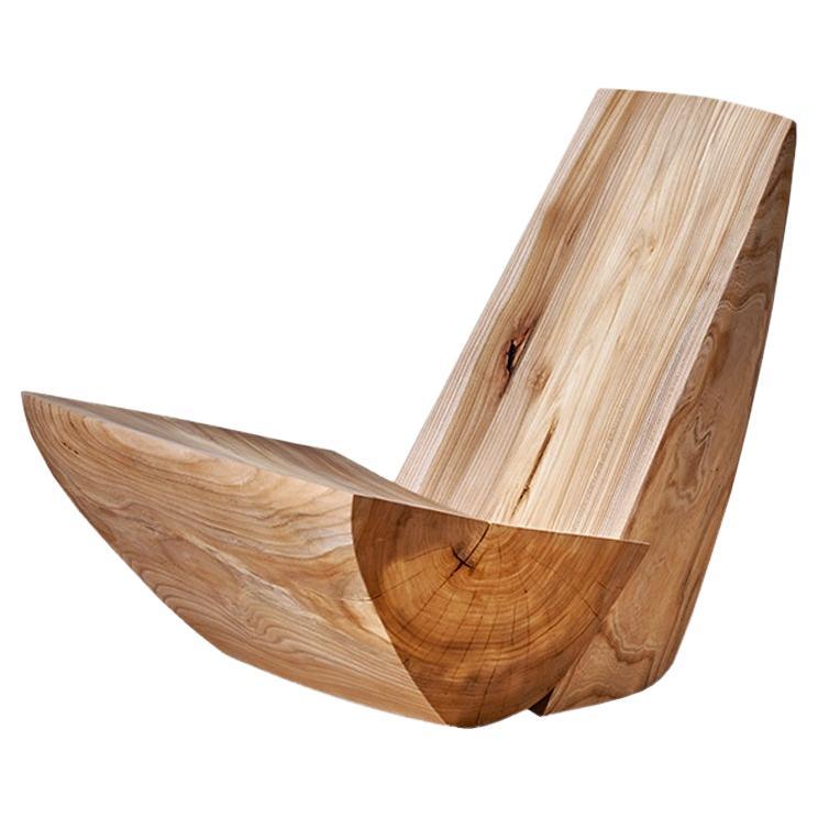 Contemporary Lounge Chair, Natural Elm Wood, by Jonas Lutz For Sale
