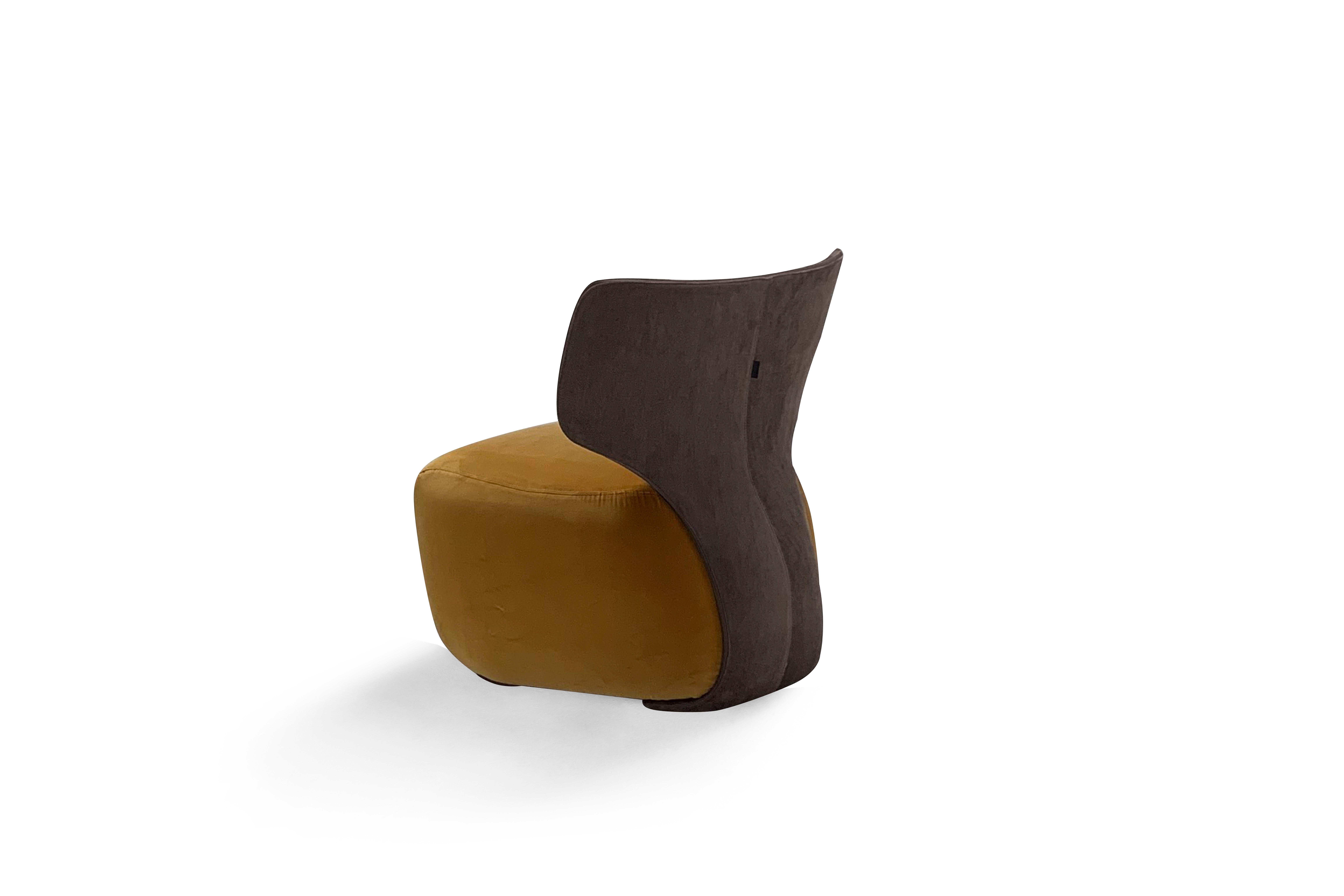 Italian Contemporary Lounge Chair 'NOA' Orange & Brown For Sale