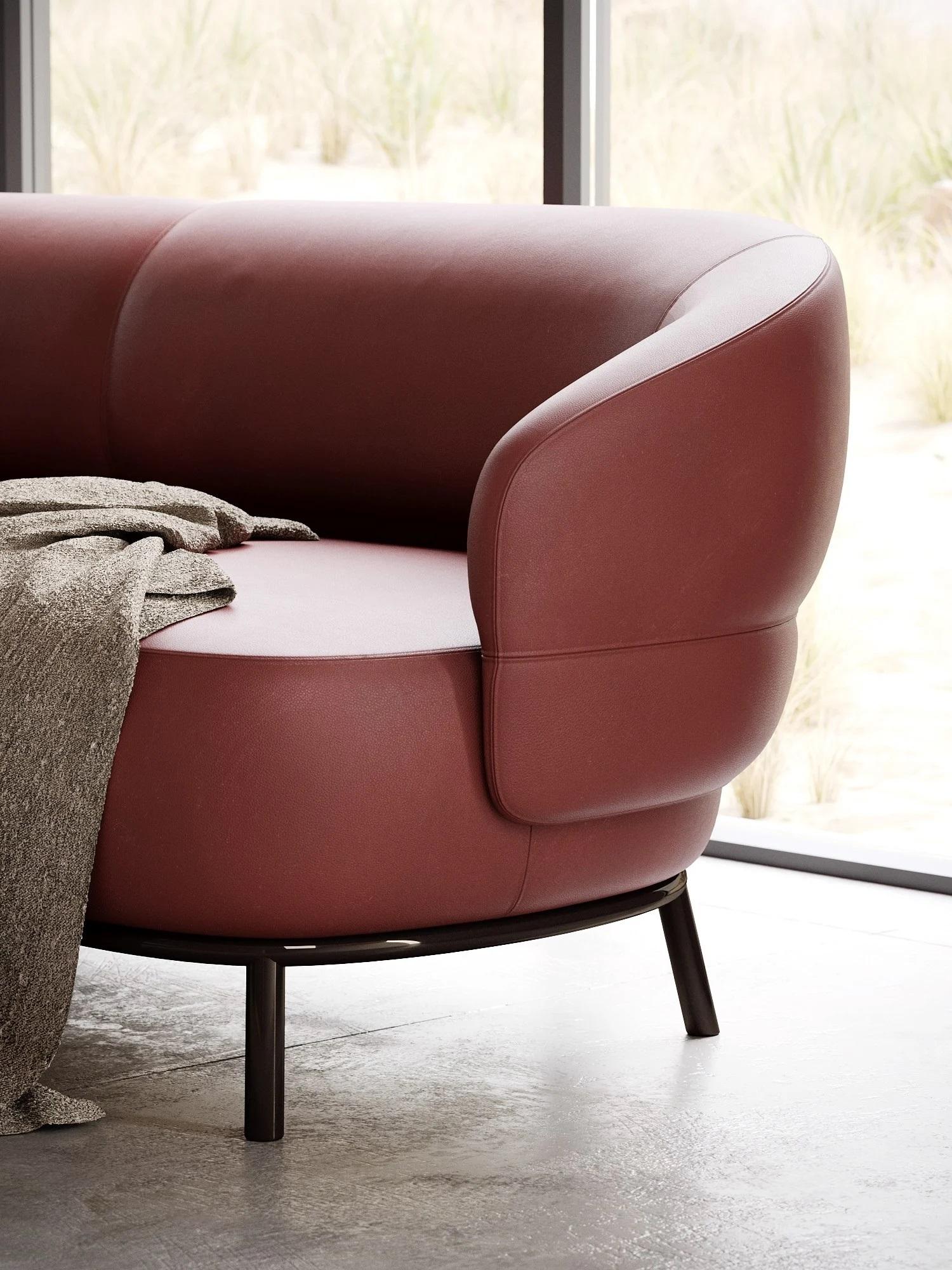 Sillón curvo redondeado en piel en venta 2