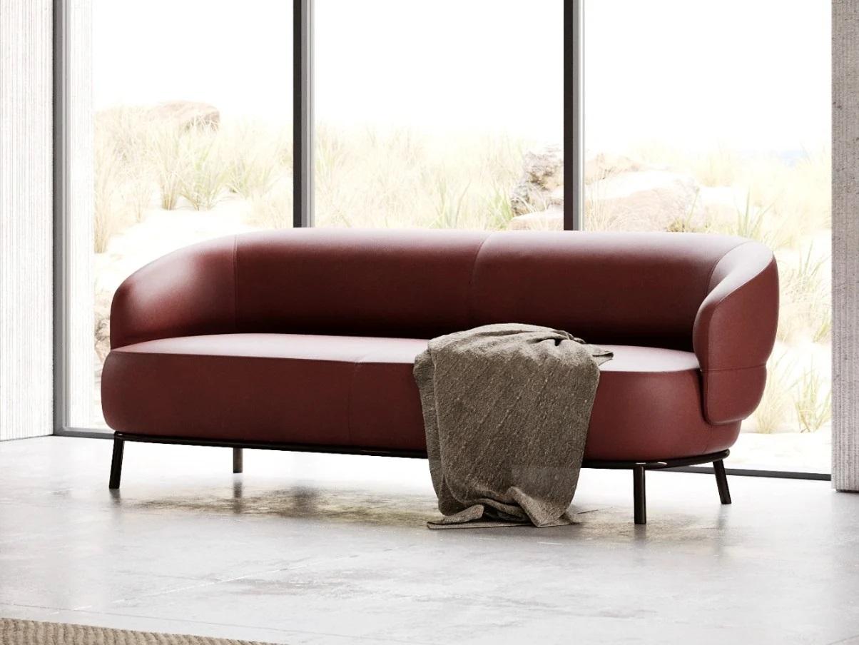 Sillón curvo redondeado en piel en venta 3