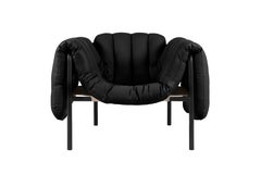 Contemporary Lounge Chair 'Puffy' by HEM, Black Steel, Black Leather