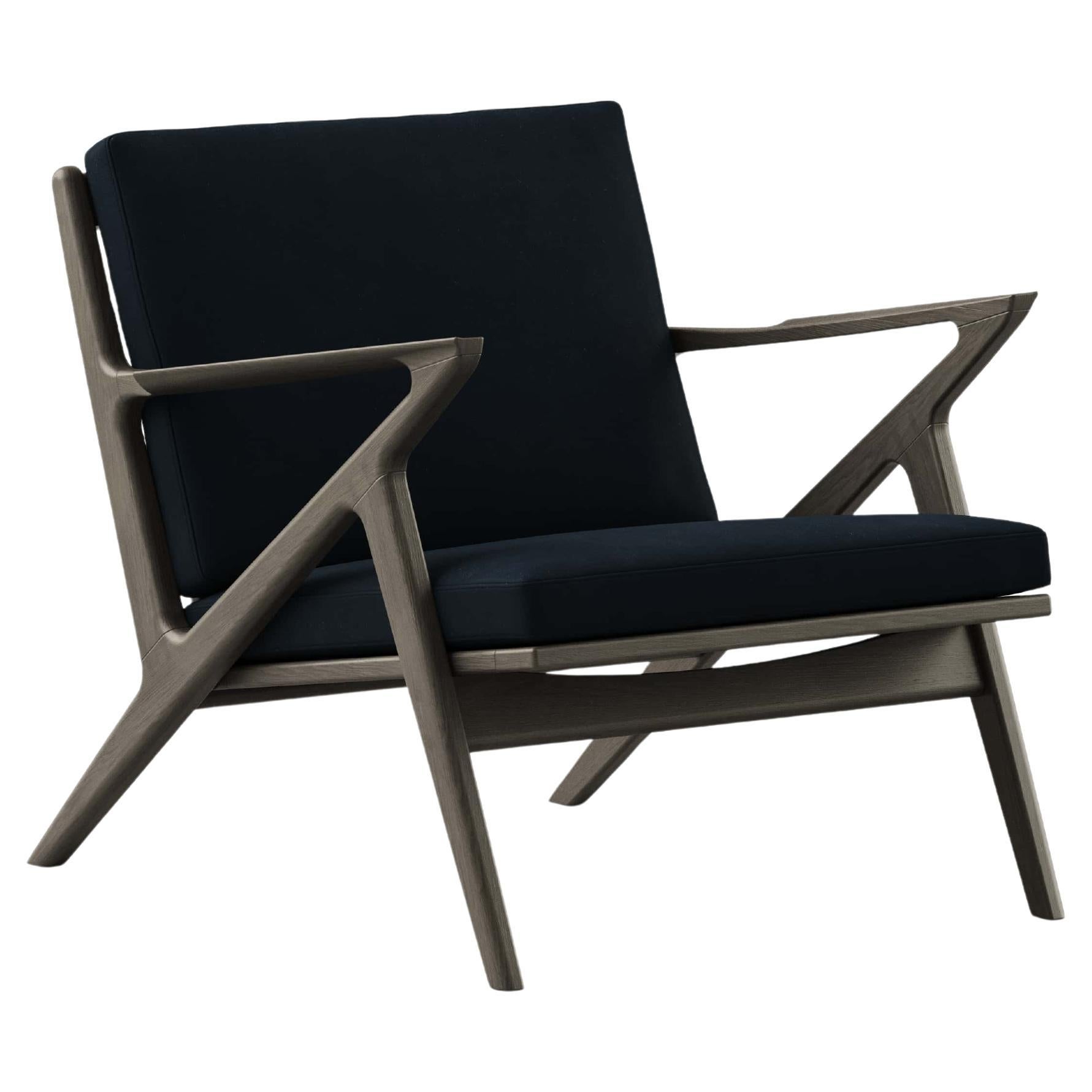 Sedia da salotto contemporanea 'Z-Chair' di DK3, Rovere laccato nero, Alpaca 1108