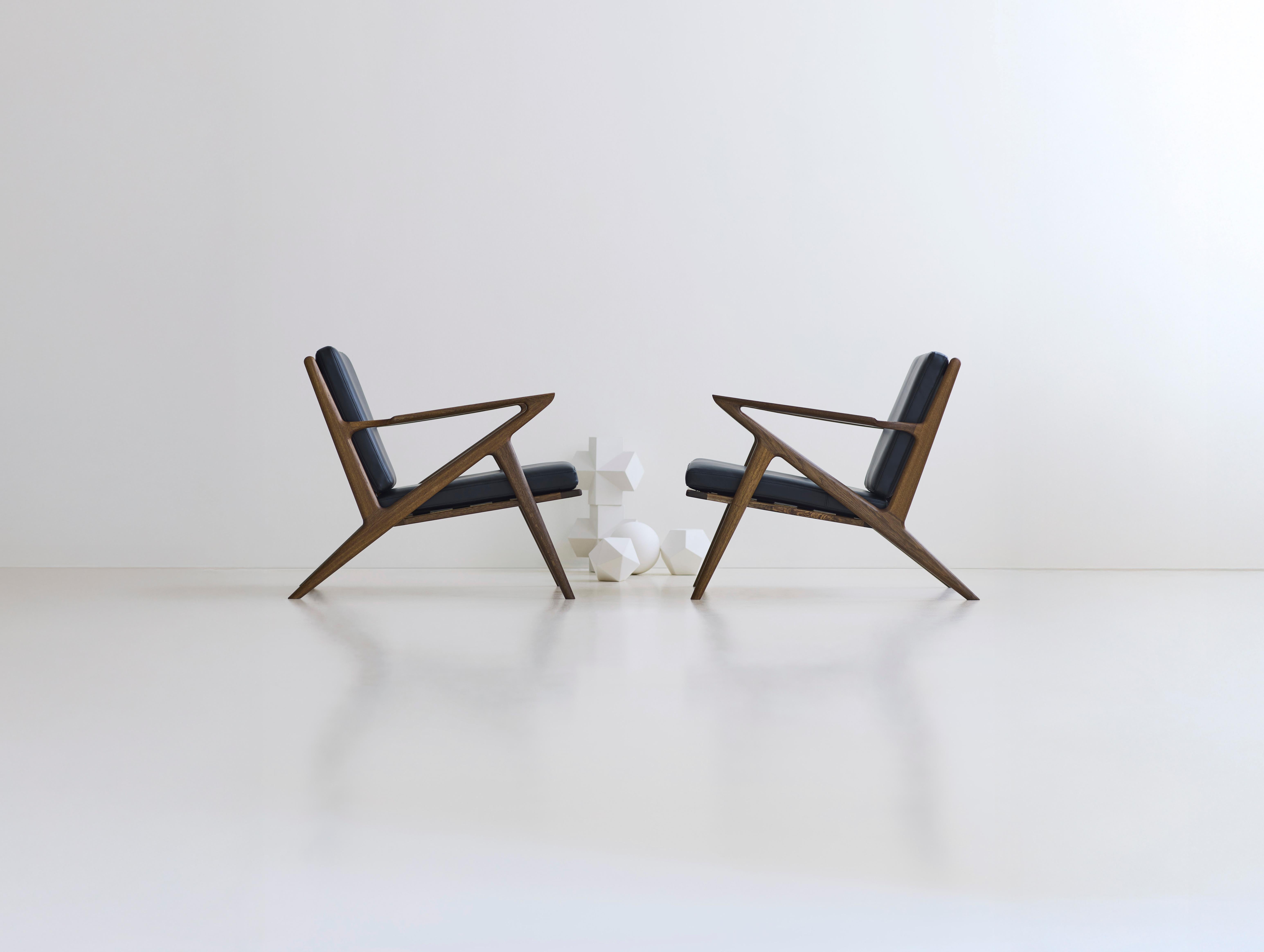 Moderner Loungesessel 'Z-Chair' von DK3, Eiche schwarz lackiert, Balmoral 02 im Angebot 3