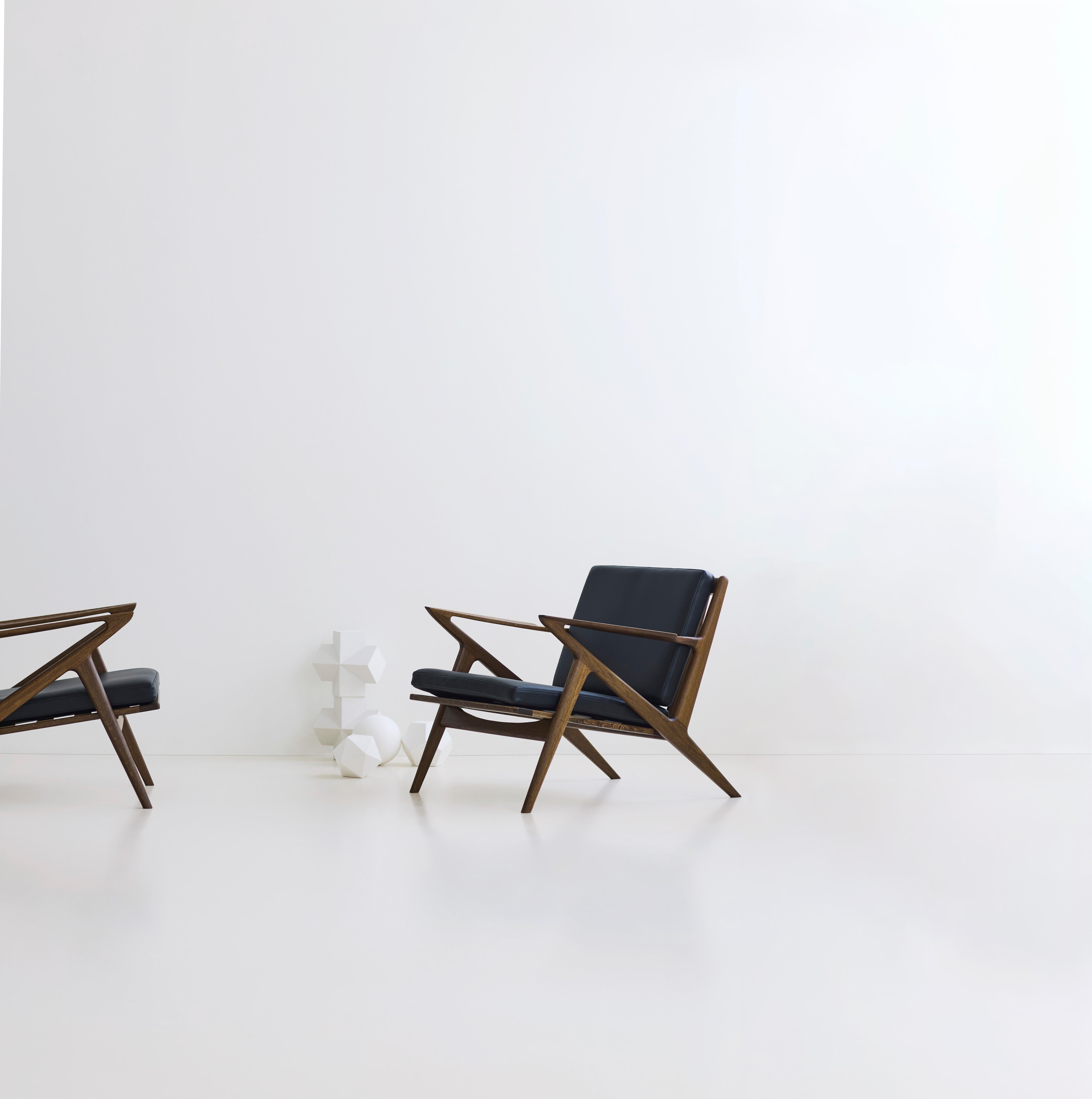 Moderner Loungesessel 'Z-Chair' von DK3, Eiche schwarz lackiert, Balmoral 02 im Angebot 5