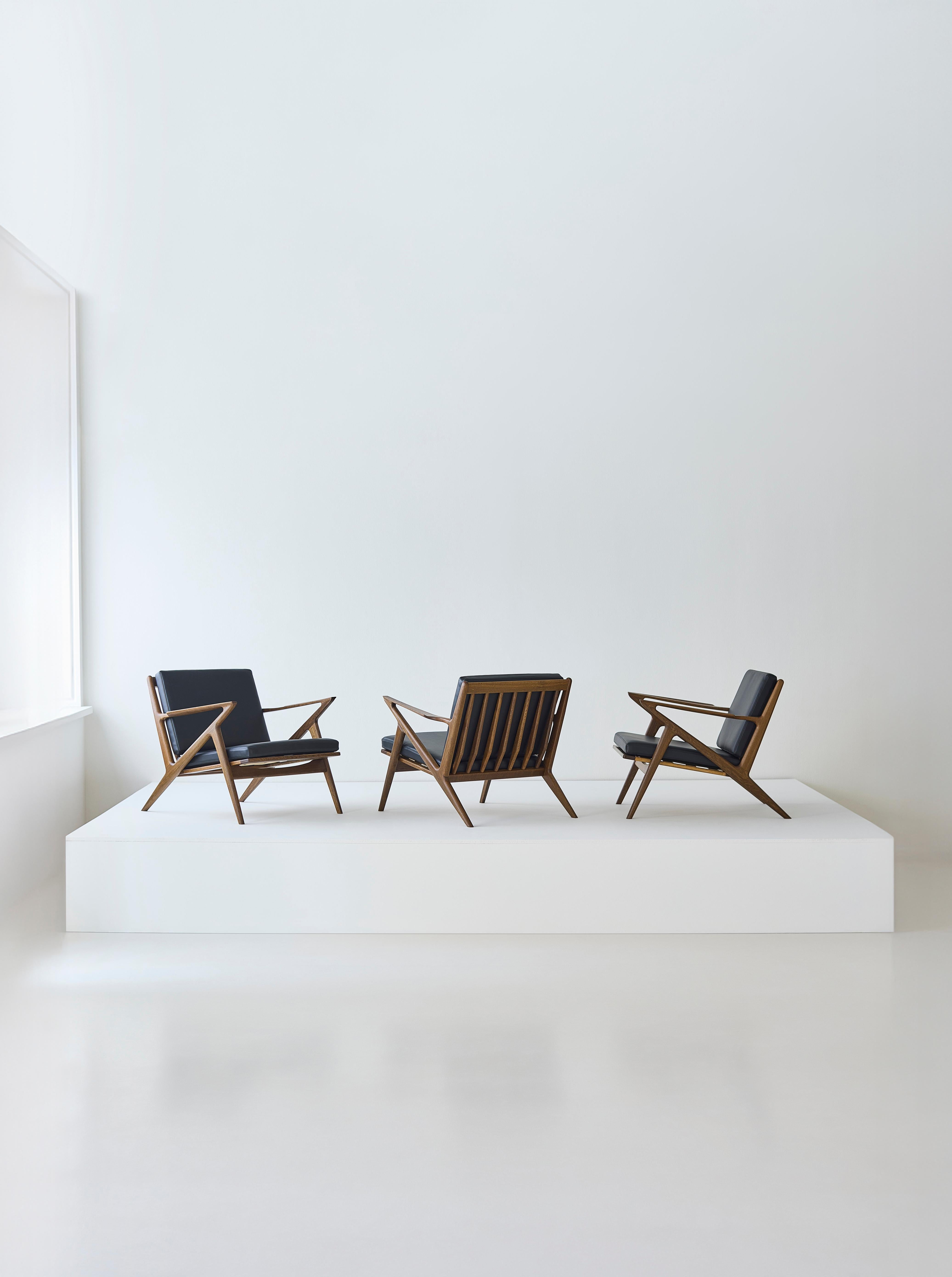Moderner Loungesessel 'Z-Chair' von DK3, Eiche schwarz lackiert, Balmoral 02 im Angebot 7