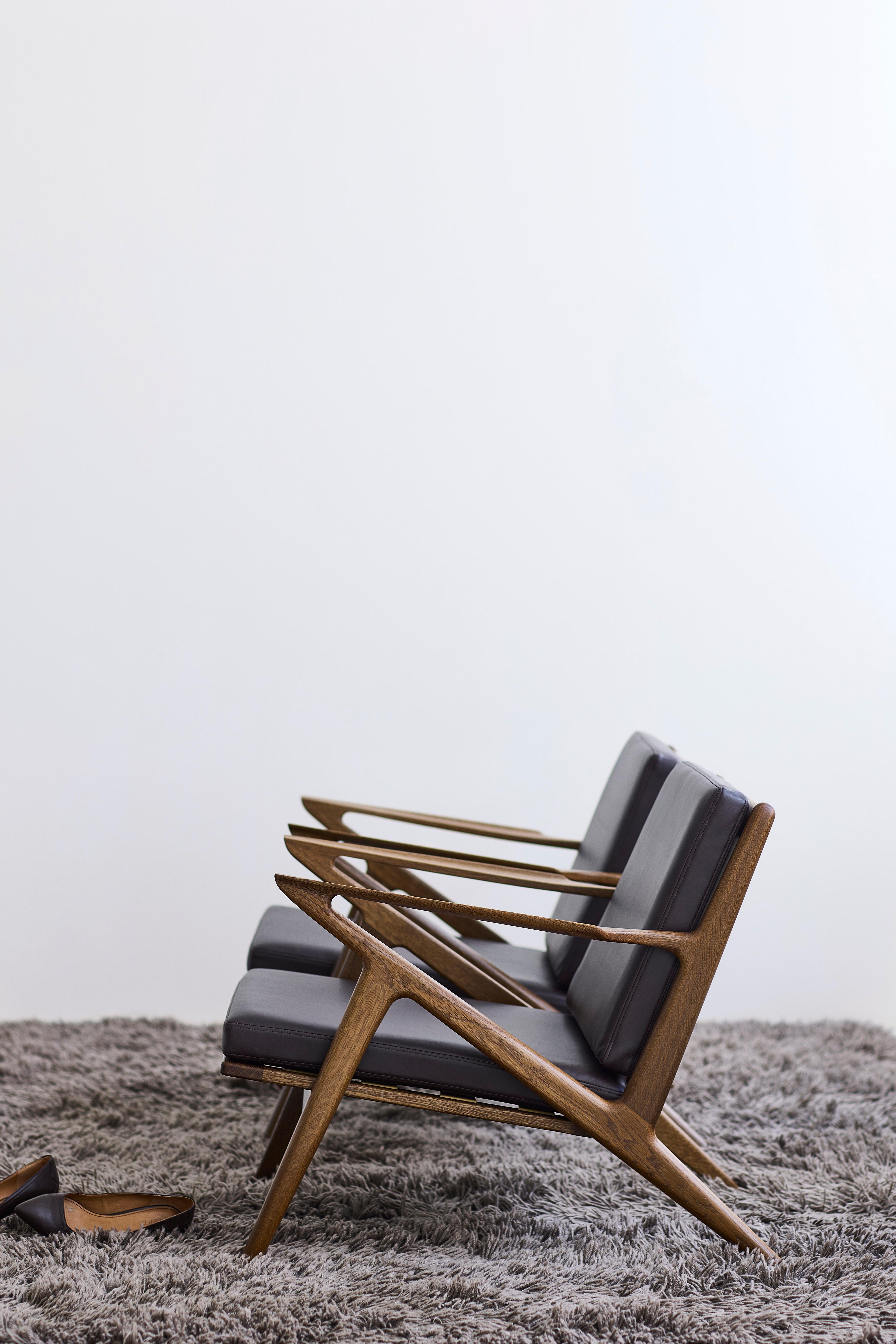 Moderner Loungesessel 'Z-Chair' von DK3, Eiche schwarz lackiert, Balmoral 02 im Angebot 8