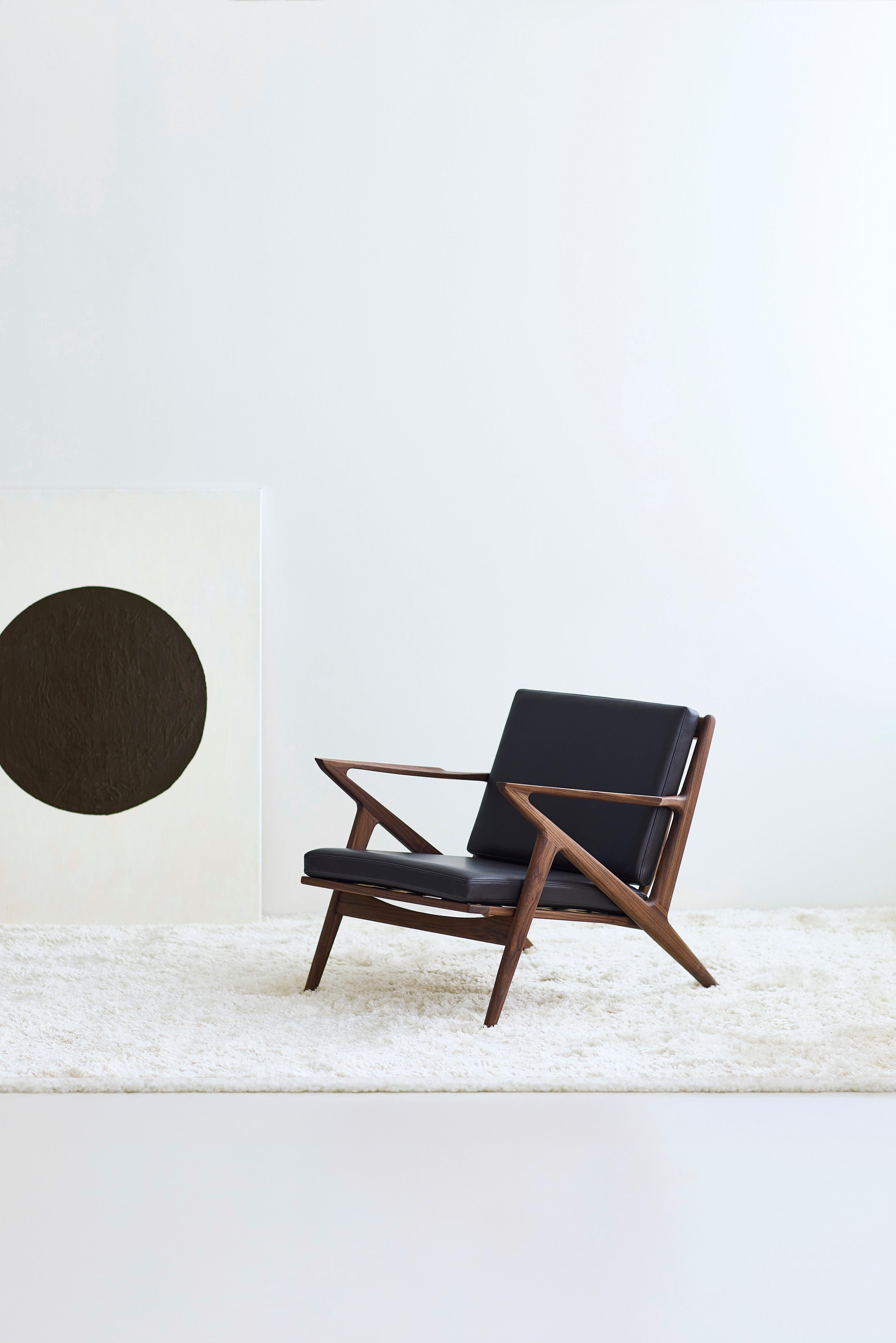 Moderner Loungesessel 'Z-Chair' von DK3, Eiche schwarz lackiert, Balmoral 02 im Angebot 12