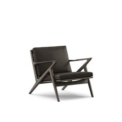 Contemporary Lounge Chair 'Z-Chair' by DK3, Black Lacquered Oak, Black Leather