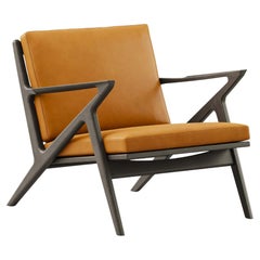 Contemporary Lounge Chair 'Z-Chair' by DK3, Black Lacquered Oak, Cognac Leather