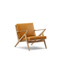 Contemporary Lounge Chair 'Z-Chair' by DK3, Oil Oak, Cognac Leather